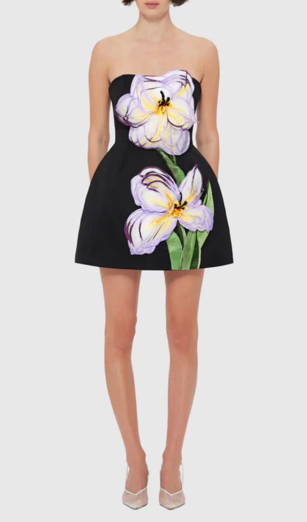 Evalina Strapless Flower Mini Dress