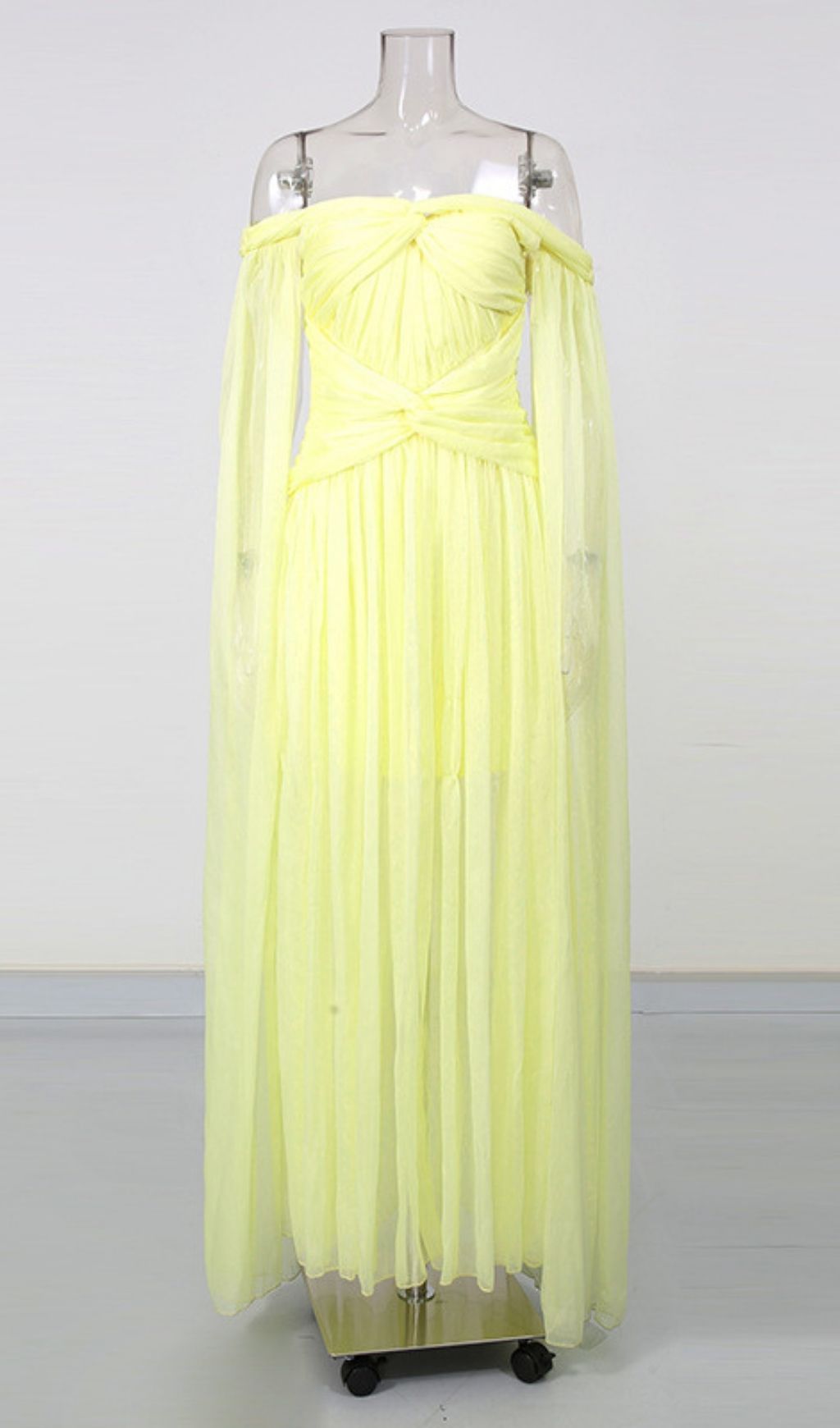 Keturah Radiant Yellow Off-Shoulder Ruched Maxi Dress