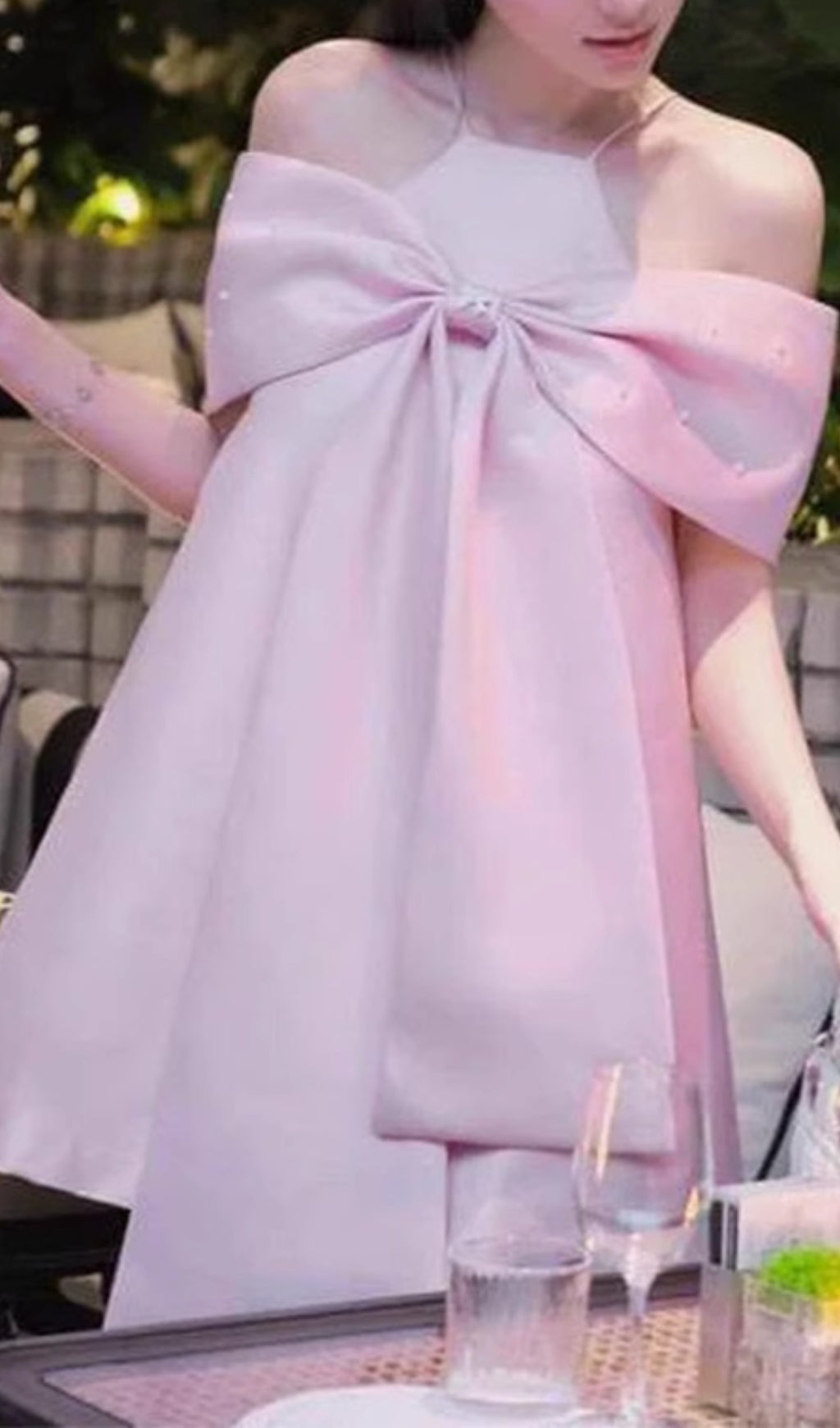 Eleora Pink Bowknot Mini Dress