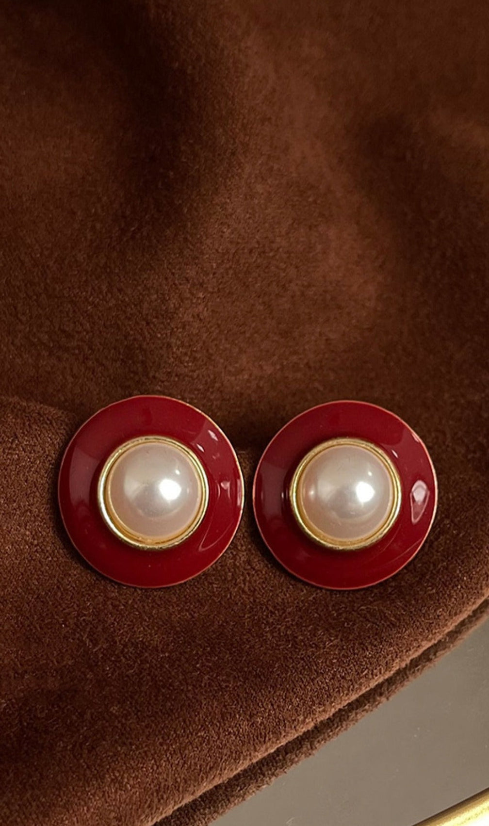 Adelheid Round Pearl Enamel Earrings