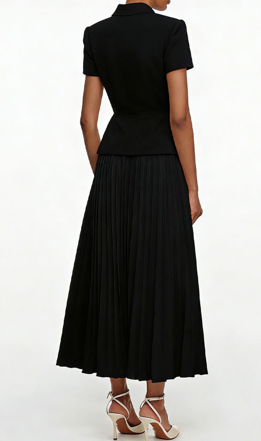 Sophisticated Keili Black Pleated Two-Piece Skirt Set