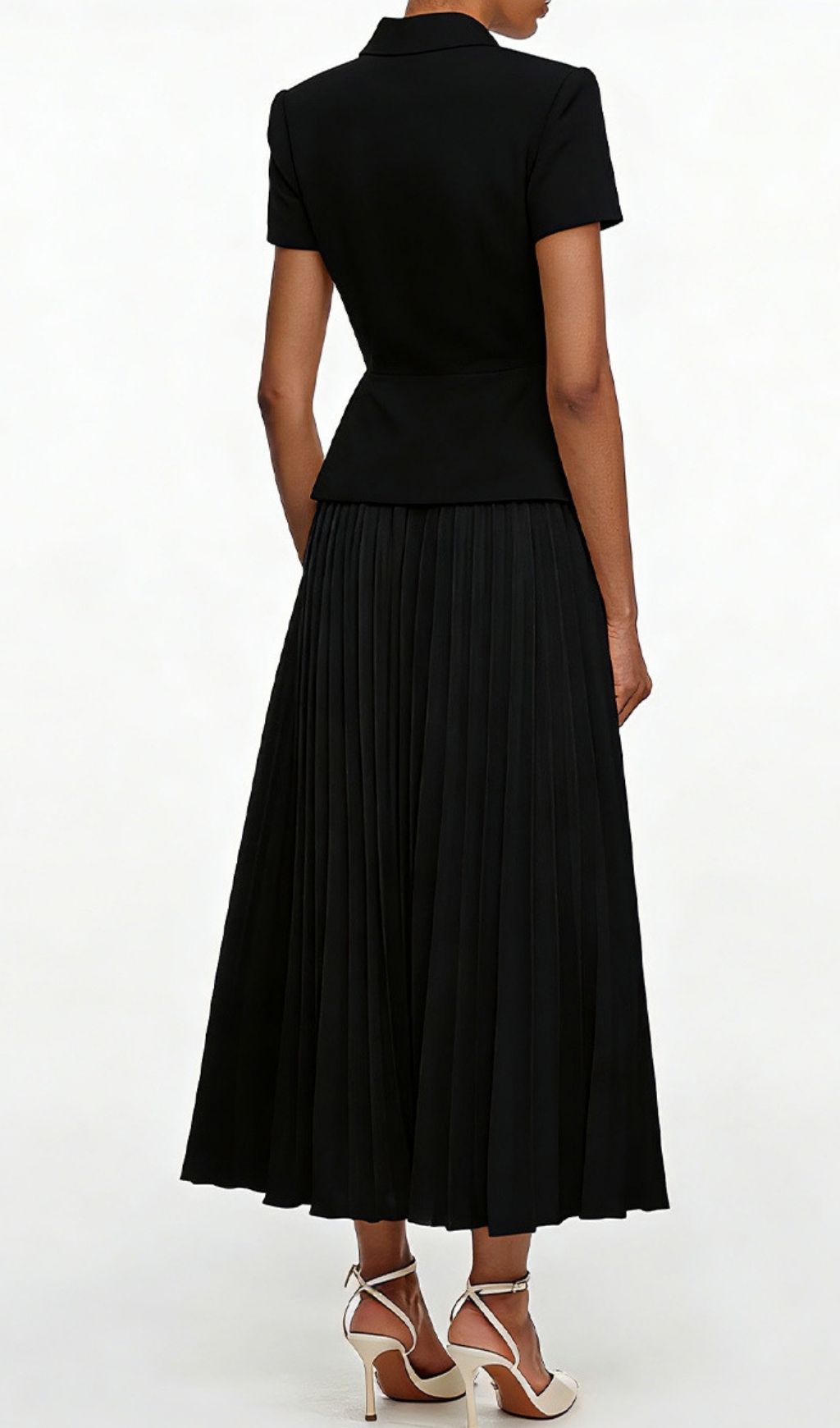 Sophisticated Keili Black Pleated Two-Piece Skirt Set