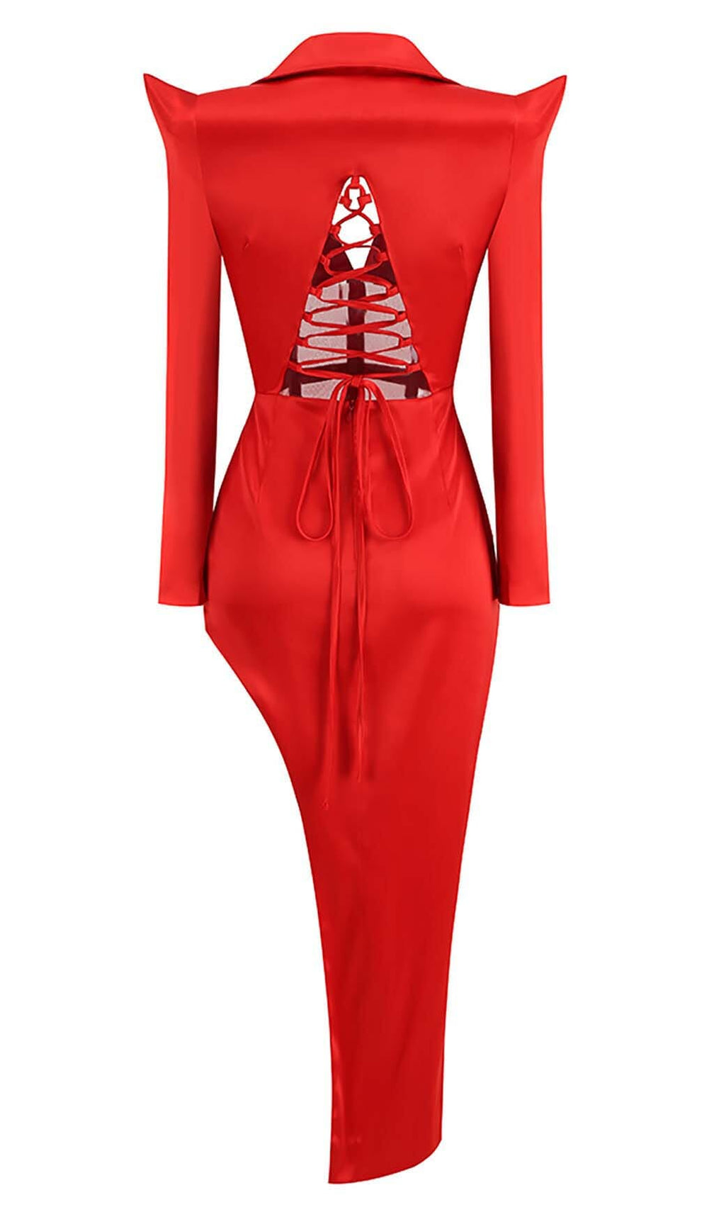 Corset Plunge Jacket Dress In Red