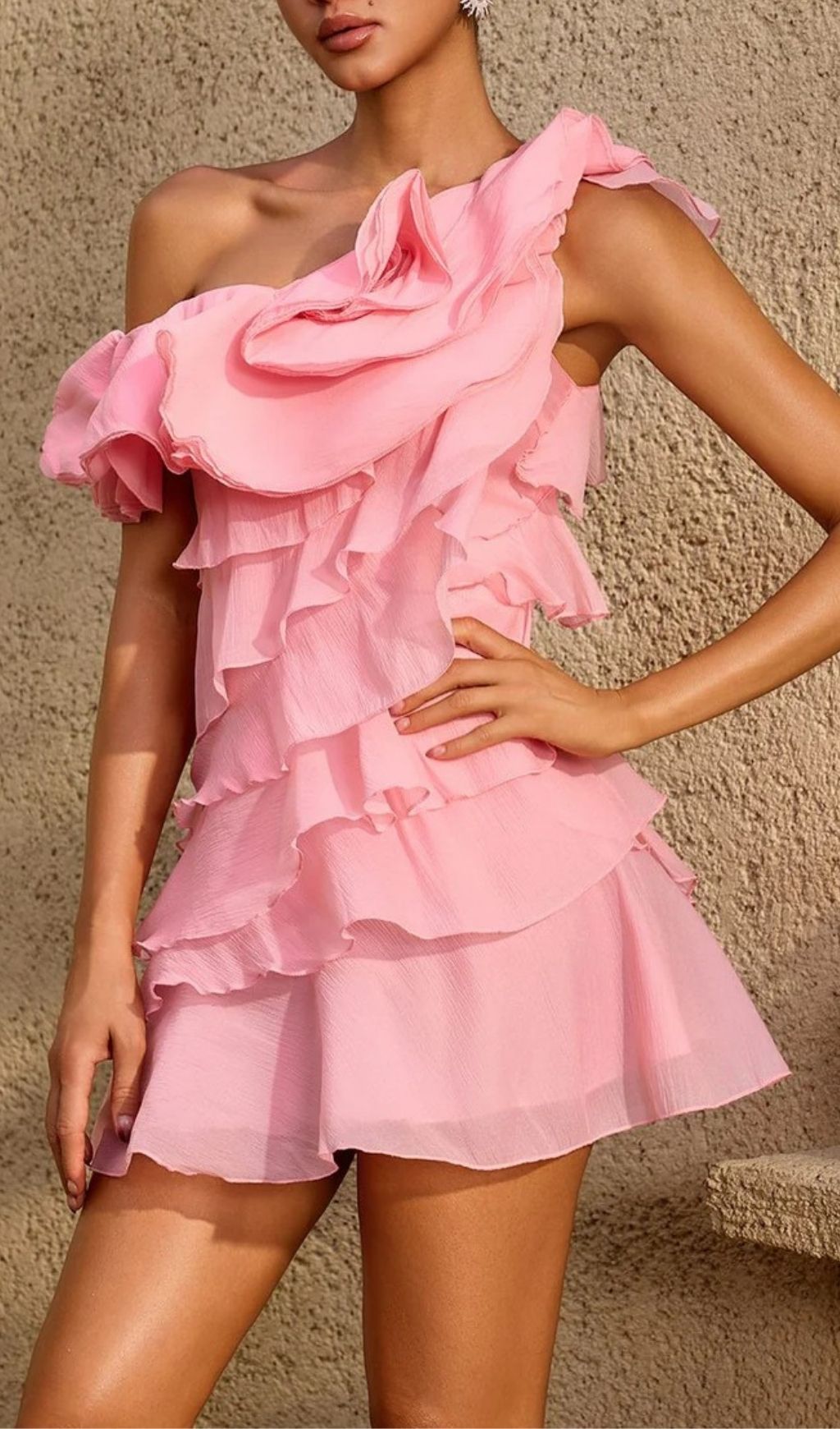Xyrisza One Shoulder Ruffle Mini Dress