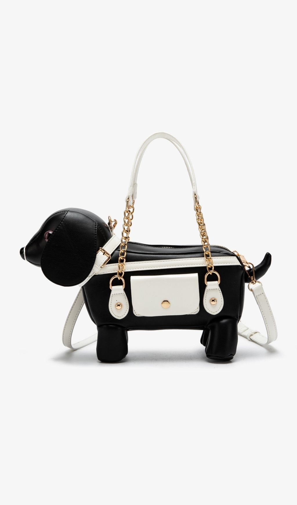 Khari Chic Dachshund Dog Handbag - Black & White Statement Bag