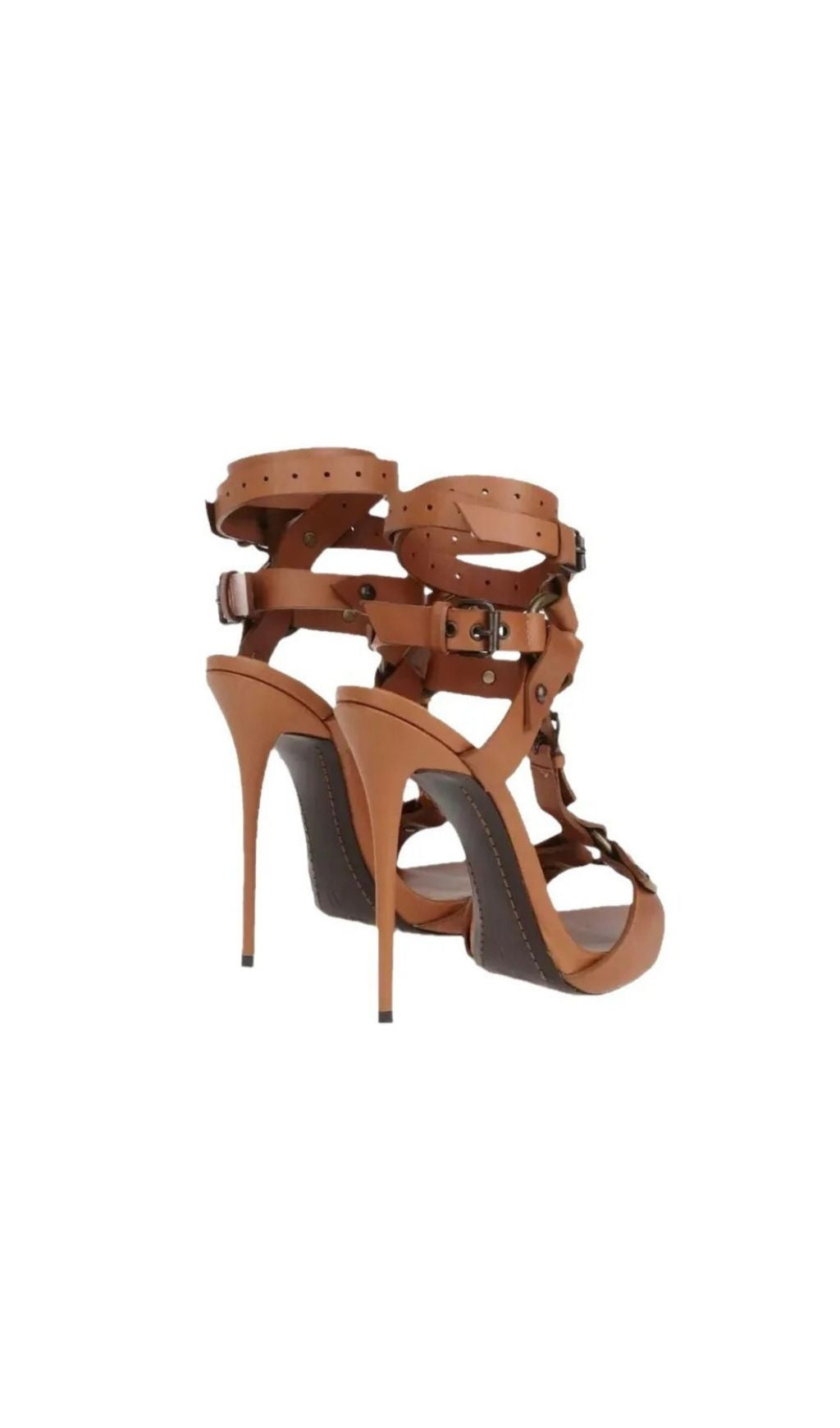 Diogenia Luxe Leather Strappy Buckle Stiletto Sandals