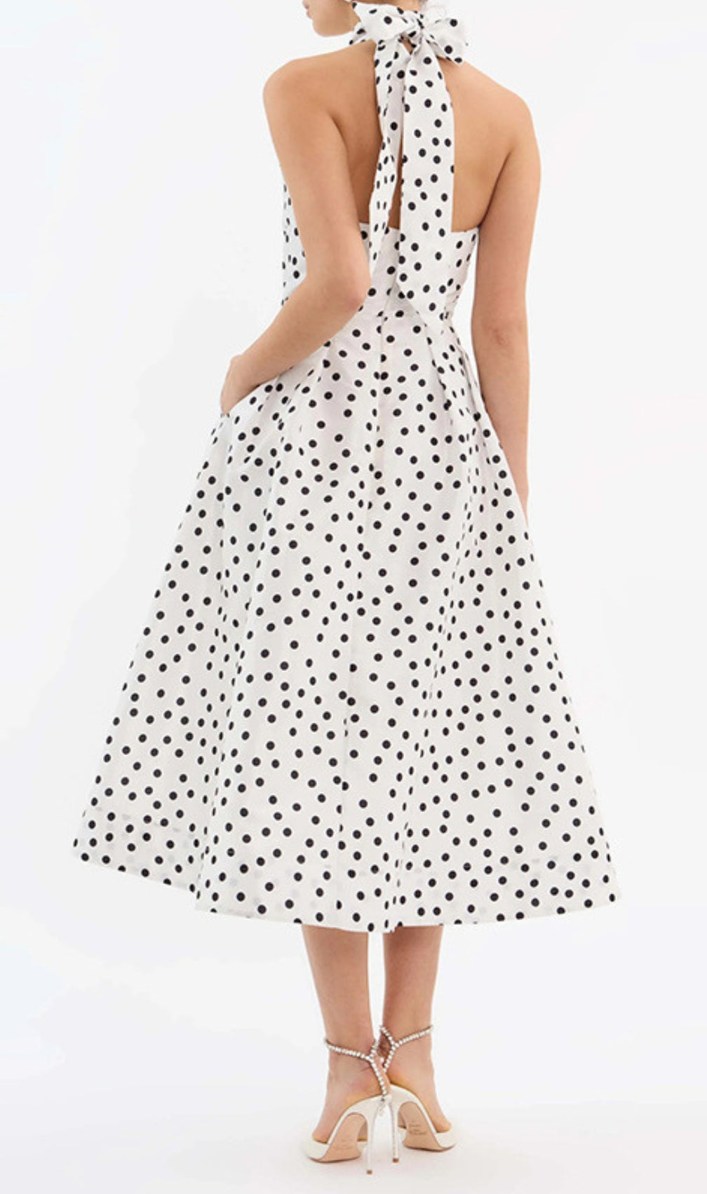 Derora Bowknot Dot Midi Dress