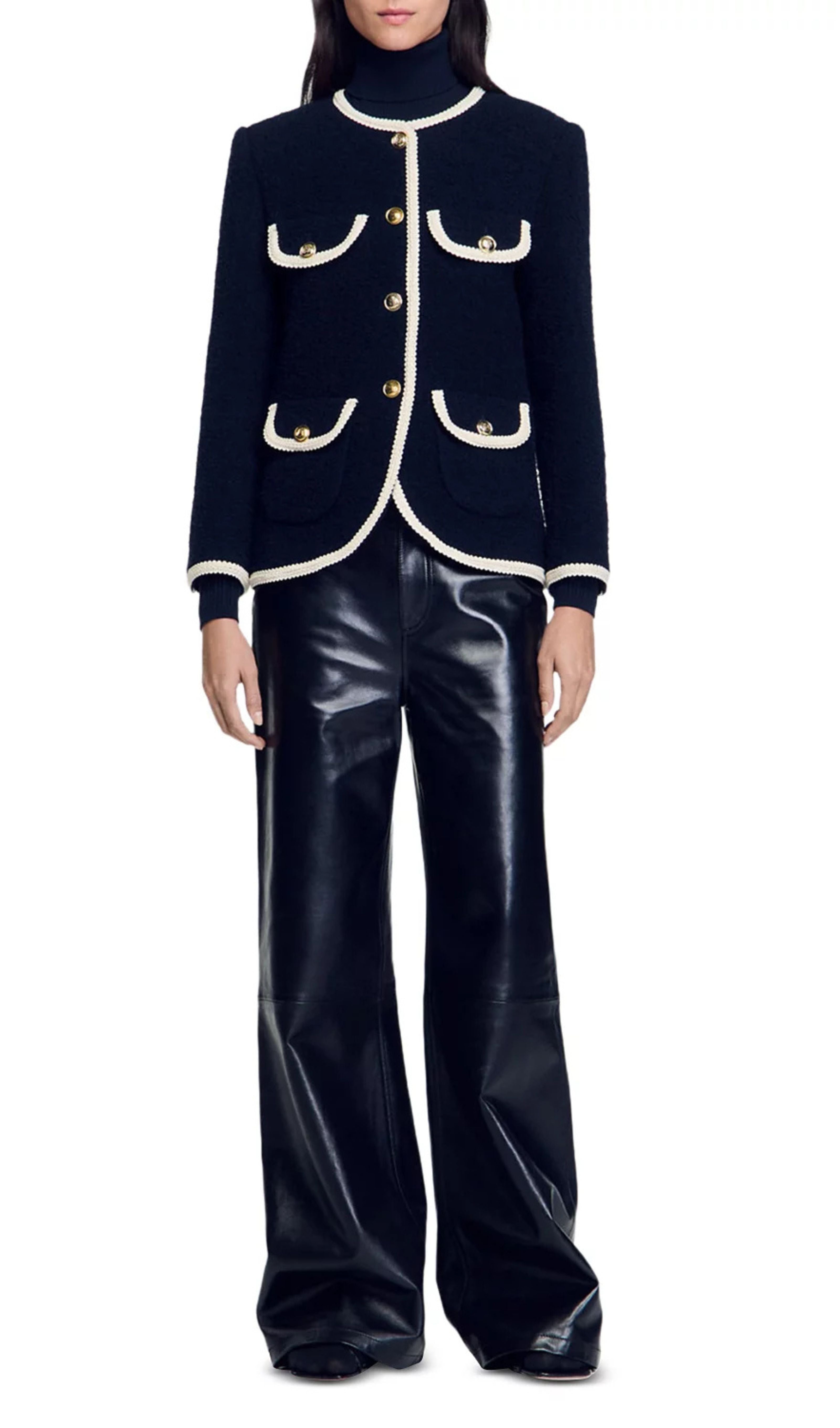 Jill Tweed Contrast Trim Jacket