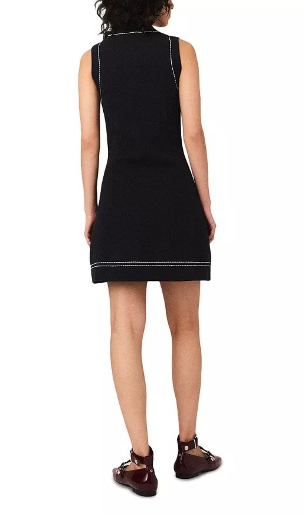 Topstitched Knit Shift Dress