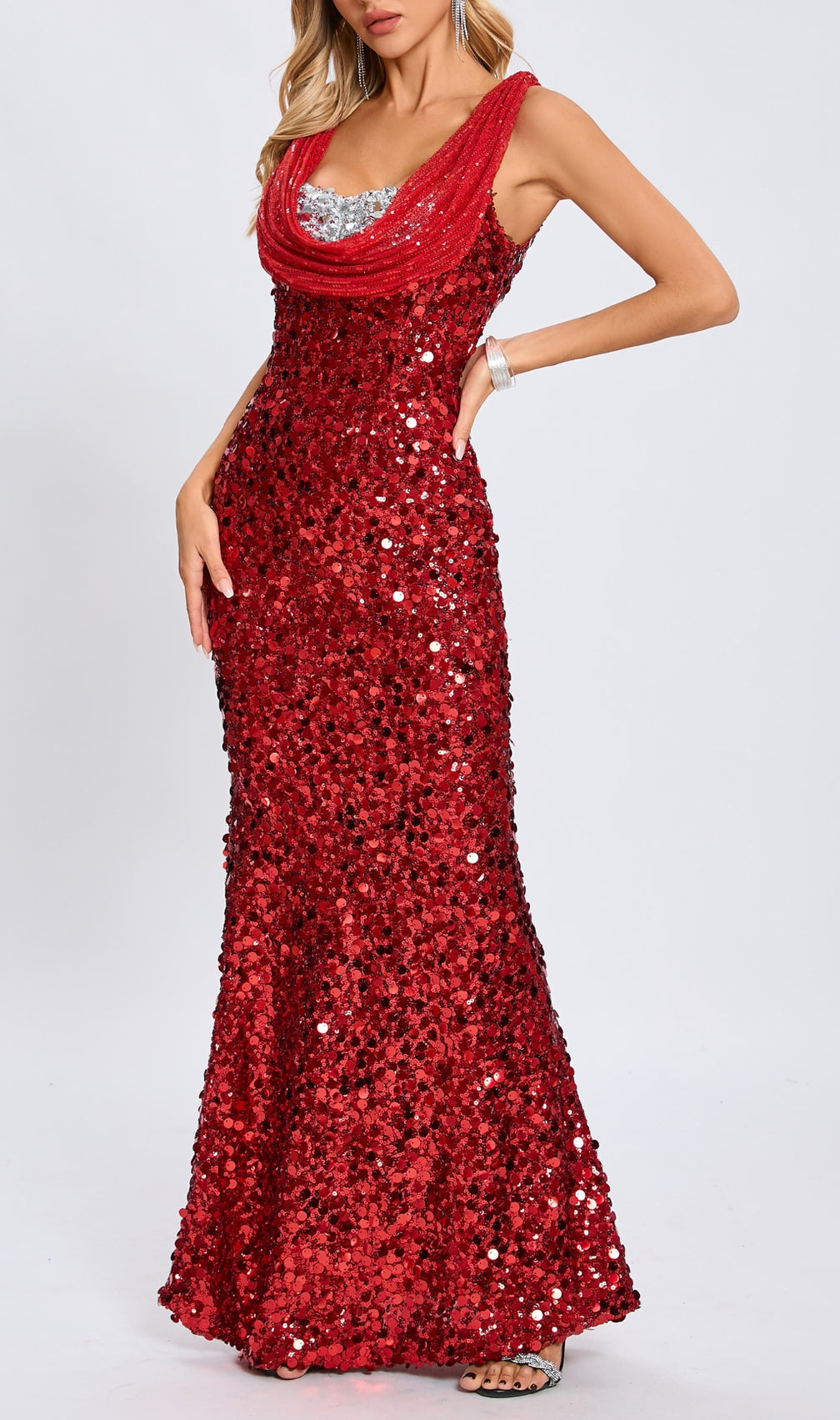 Casi Red Sequin Maxi Dress