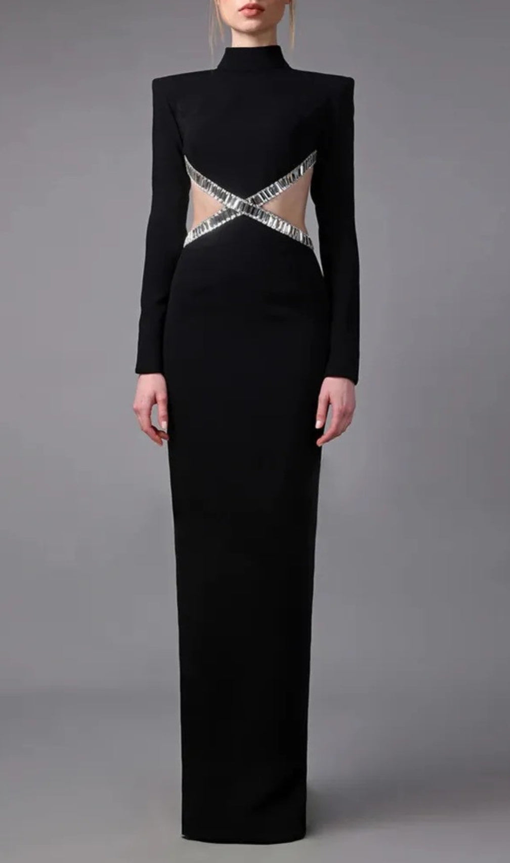Annika Crepe Gown With Crystal Cutouts