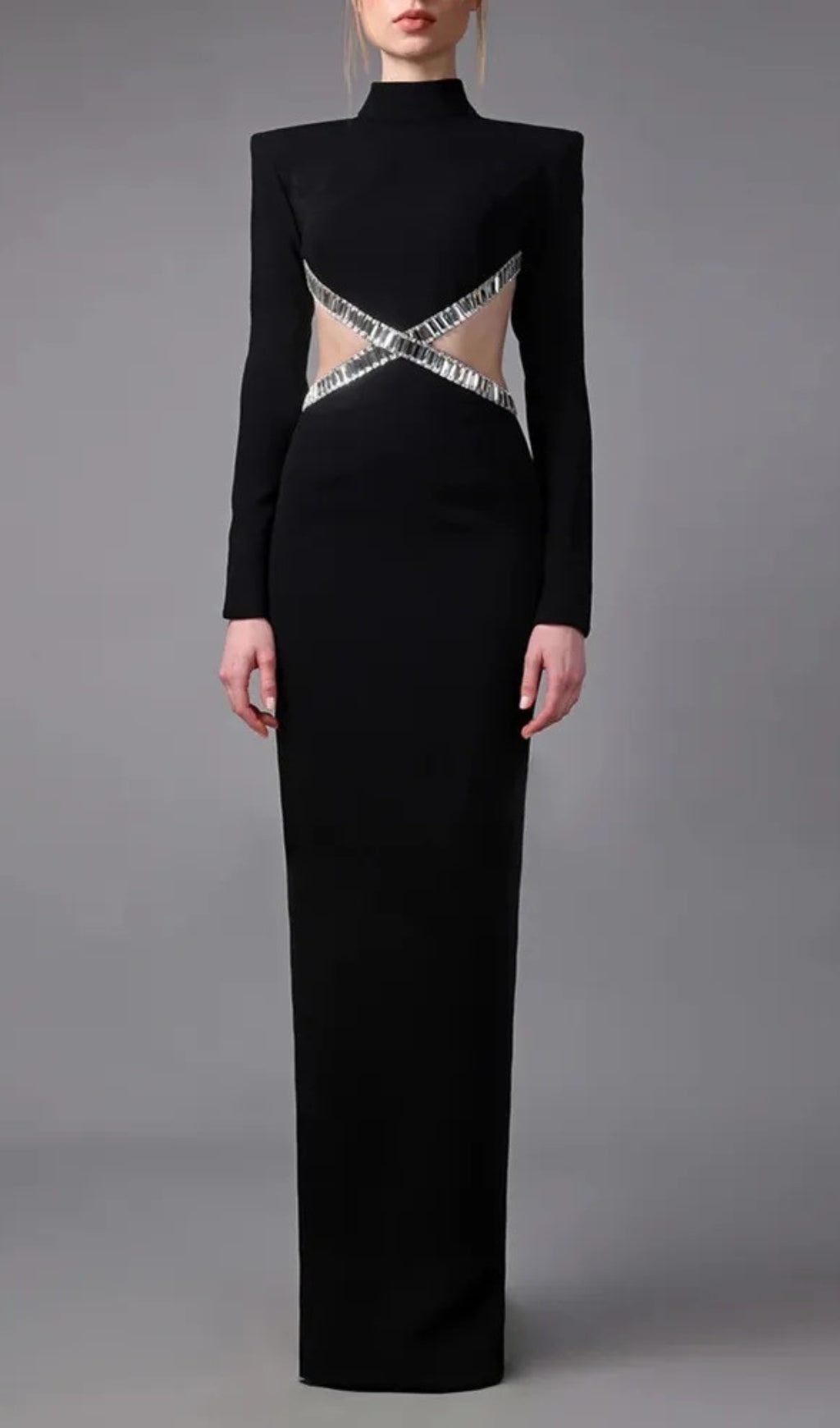 Annika Crepe Gown With Crystal Cutouts