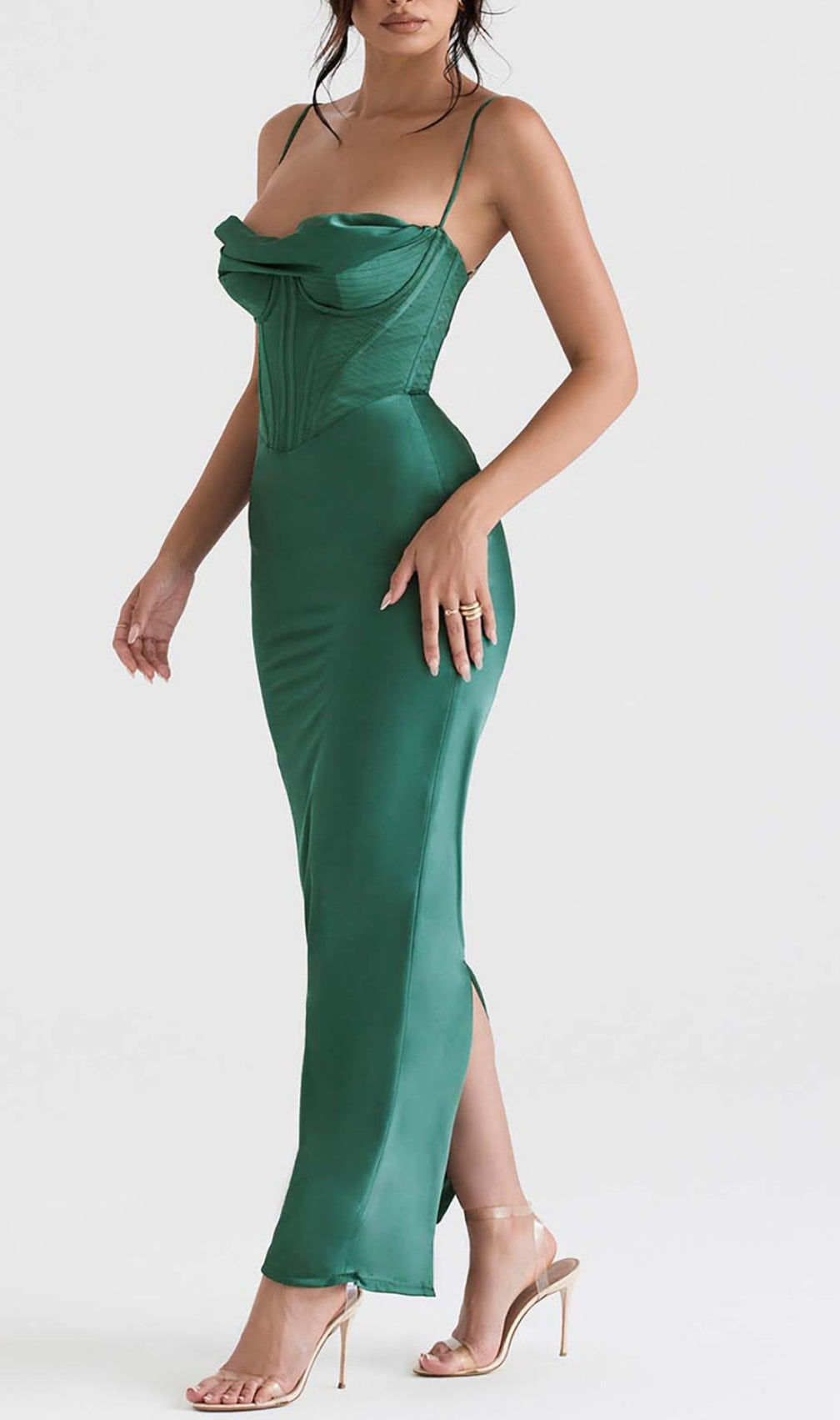 Corset Bodycon Satin Midi Dress