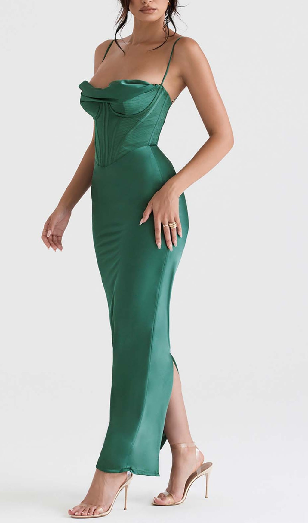 Corset Bodycon Satin Midi Dress