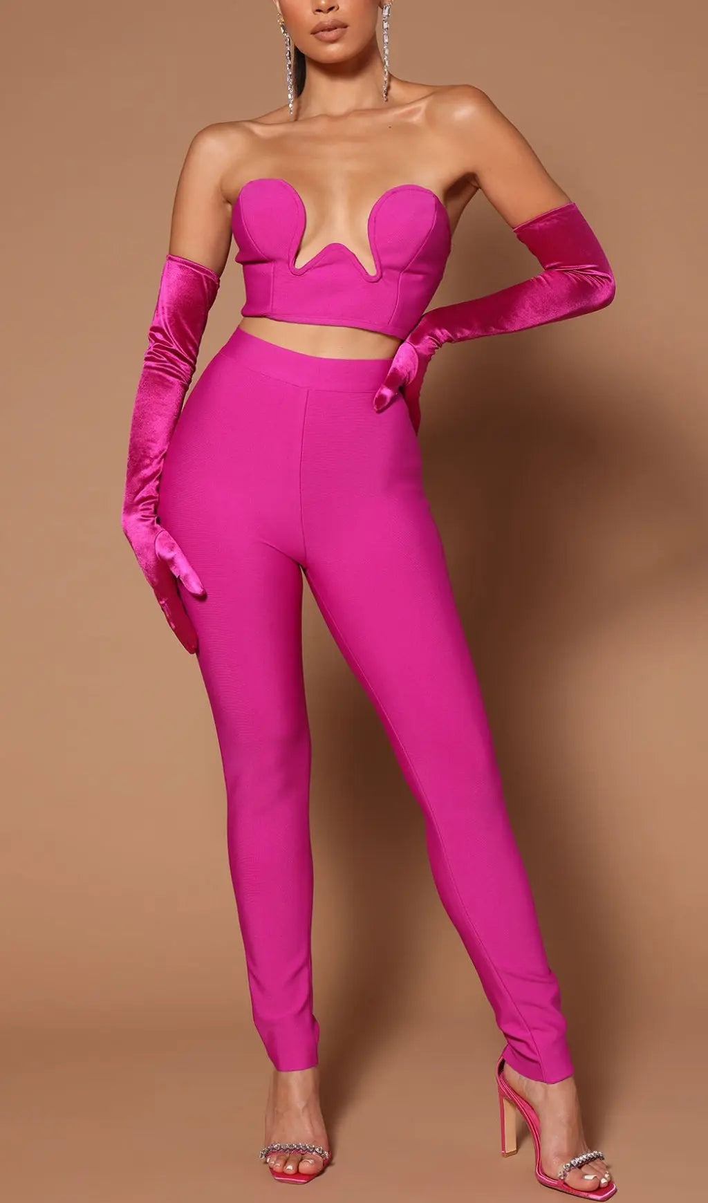 Bandage Cutout Three Pieces Suit In Pink