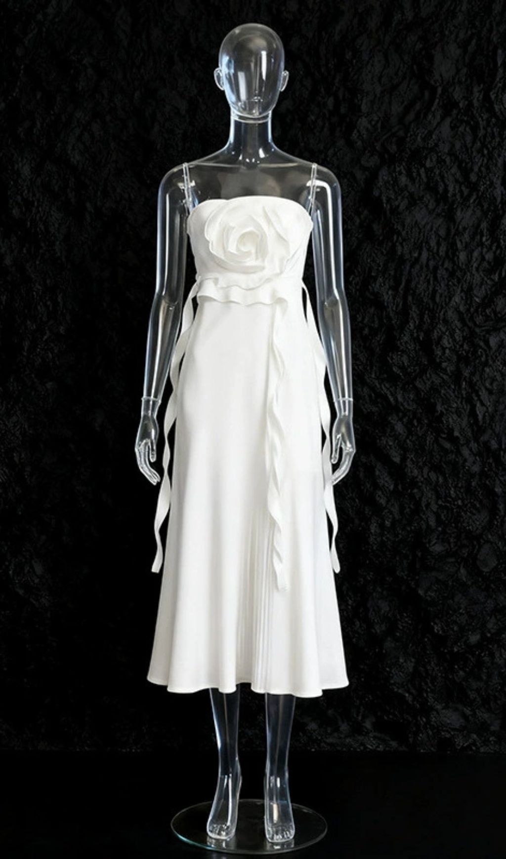 Inga Elegant Strapless 3D Flower Midi Dress - Vibrant Yellow for Summer & Parties