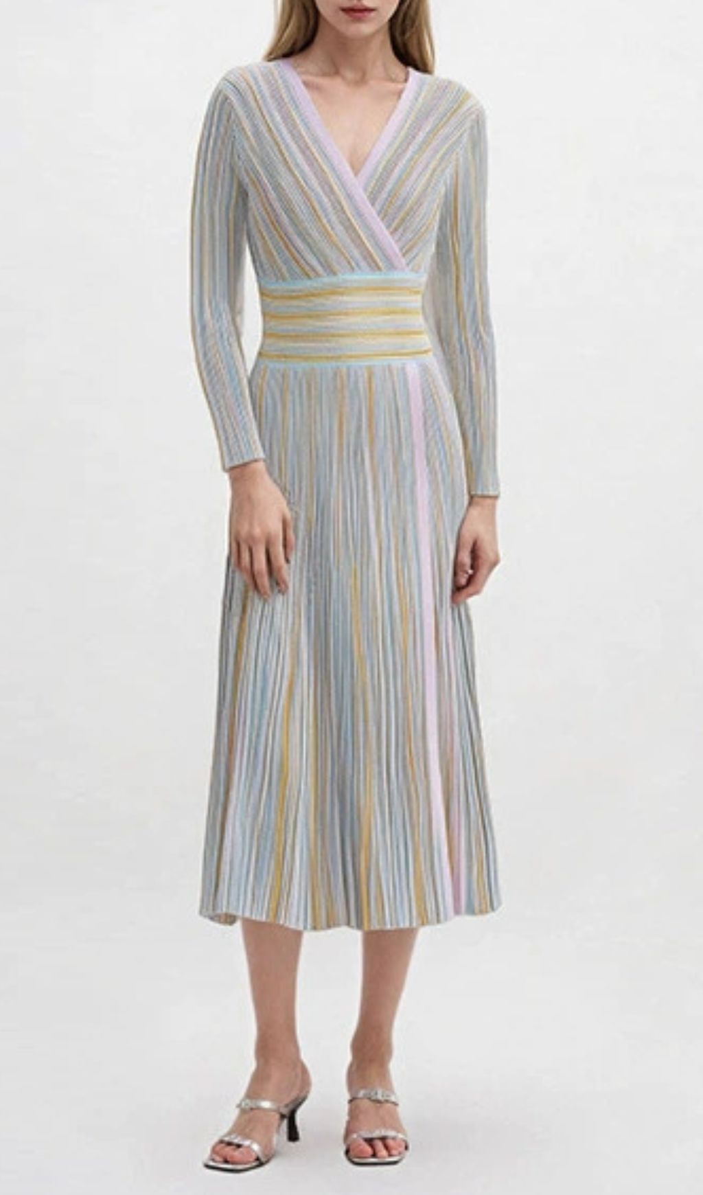 Gisela V-Neck Long Sleeve Midi Dress