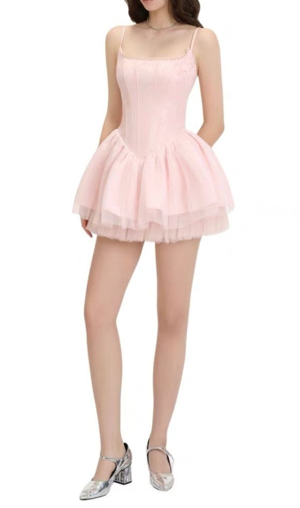 Friso Pink Strappy Corset Mini Dress