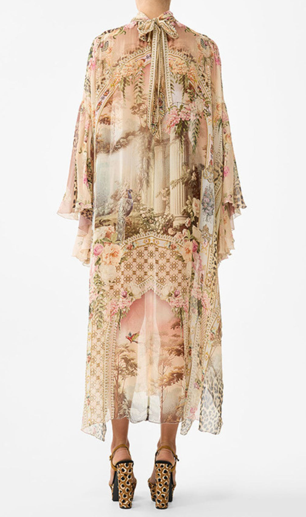 Jetta Exotic Floral & Leopard Print Flowing Maxi Dress