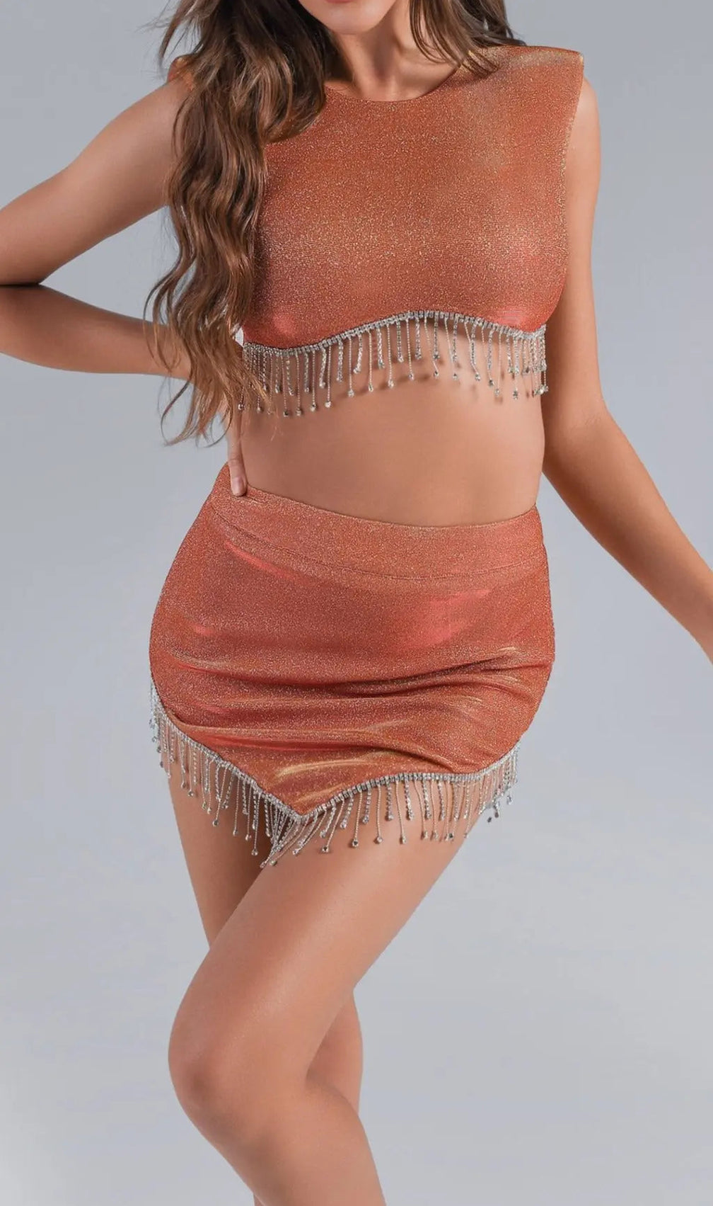 Elodie Rhinestone Set - Orange