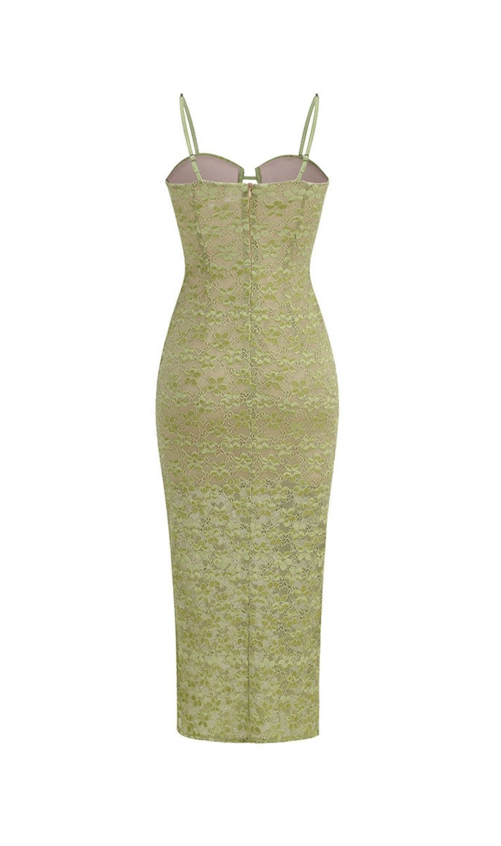 Kendal Emerald Green Diamante Lace Midi Dress - Strappy Evening & Cocktail Gown