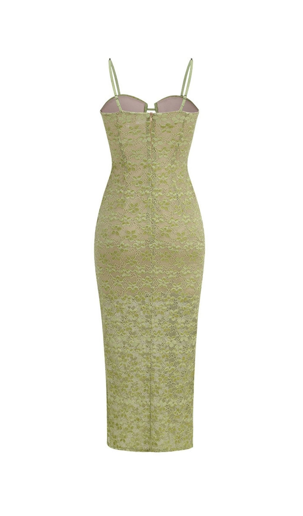 Kendal Emerald Green Diamante Lace Midi Dress - Strappy Evening & Cocktail Gown