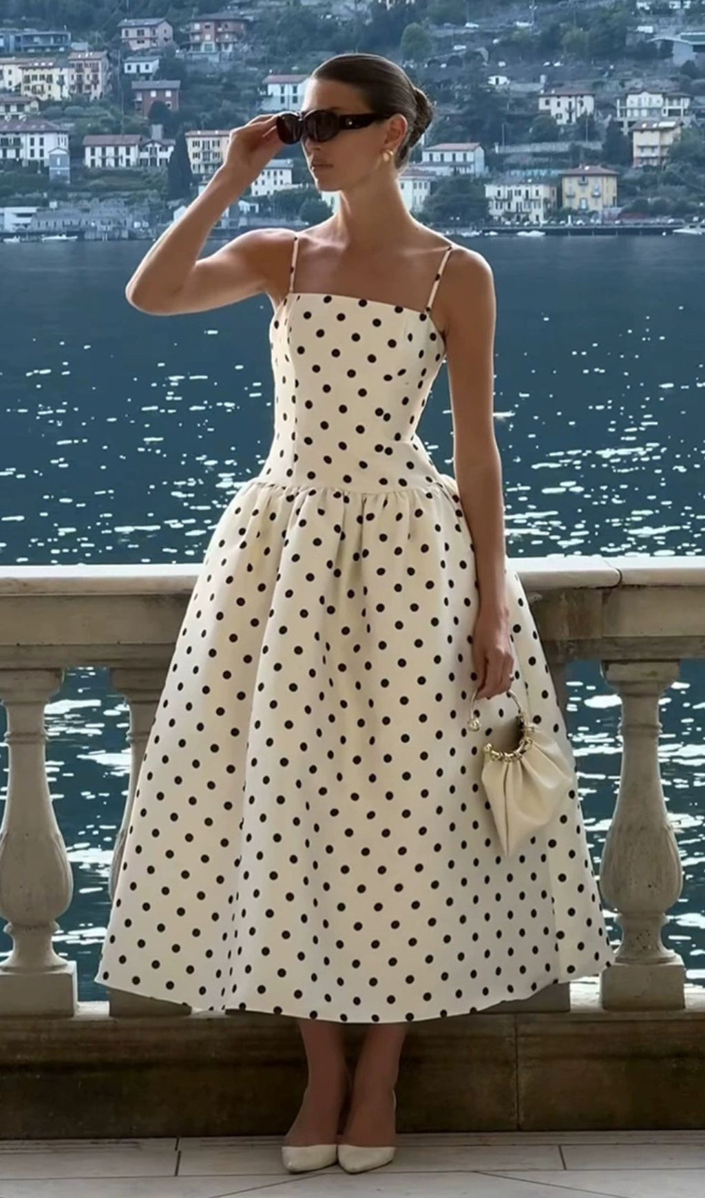 Floriane Strappy Dot Midi Dress