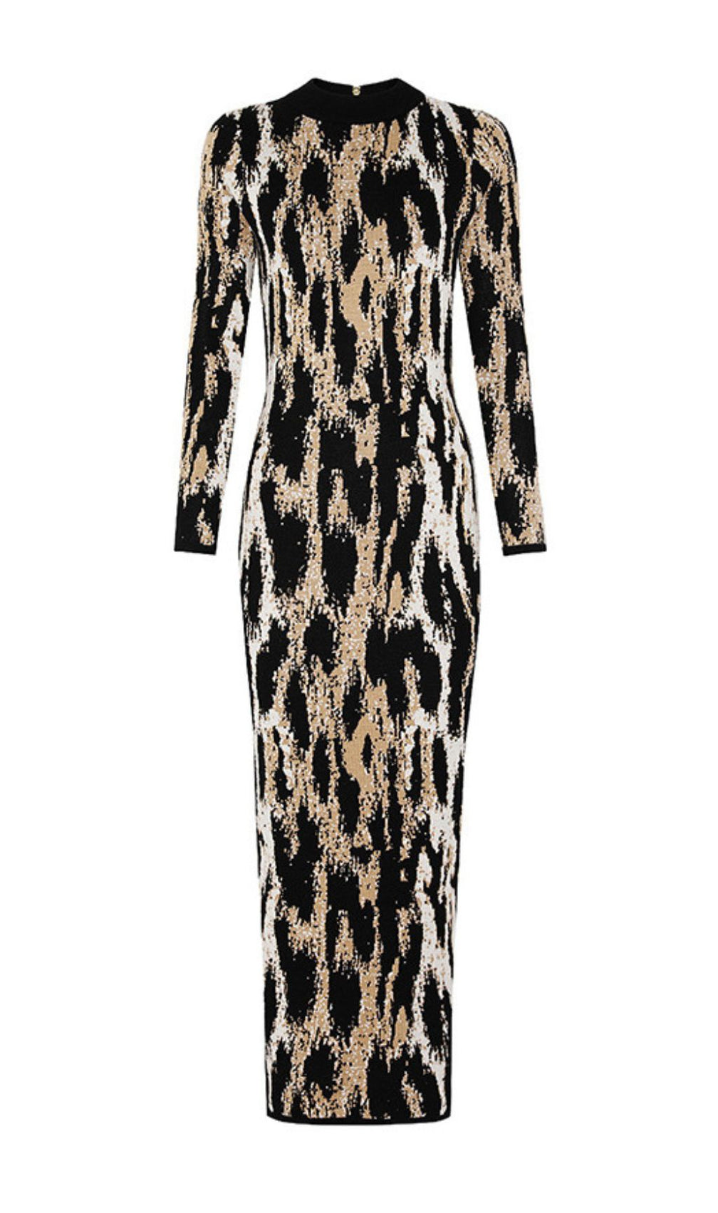 Chic Women's Leopard Print Long Sleeve Midi Dress | Bodycon Style
