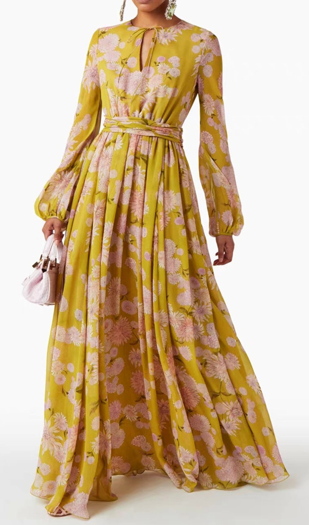 Eden Yellow Floral Long Sleeve Maxi Dress