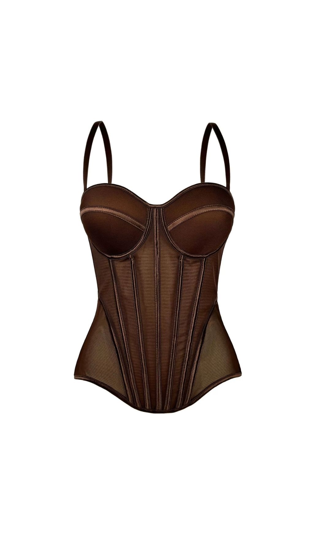 Karlie Brown Mesh Corset Top - Snatched Waist & Bustier