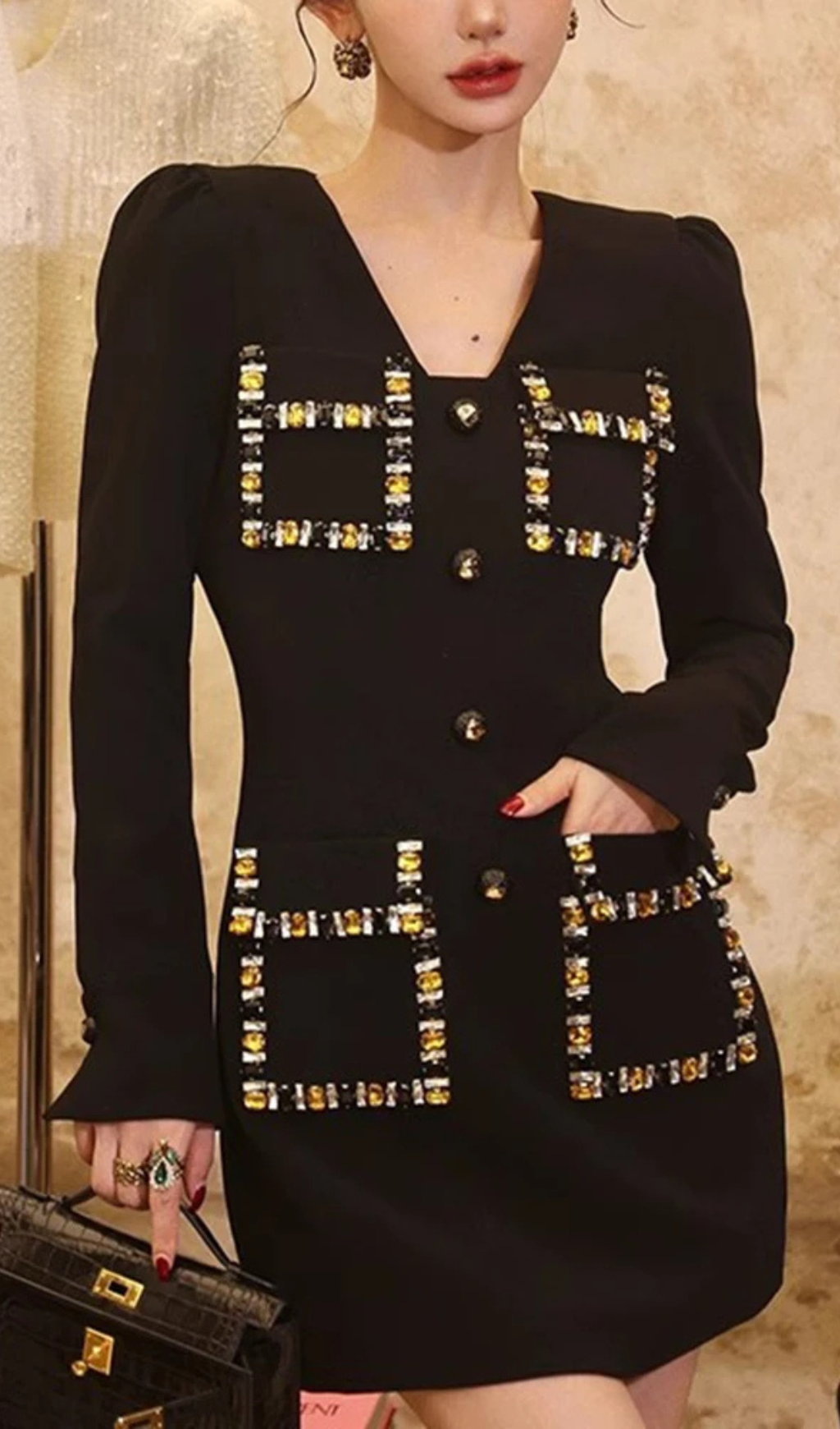 Aline Embroidered Flares Mini Dress