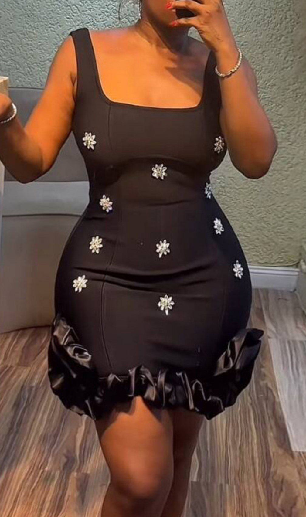 Gavan Flower Diamante Bandage Mini Dress