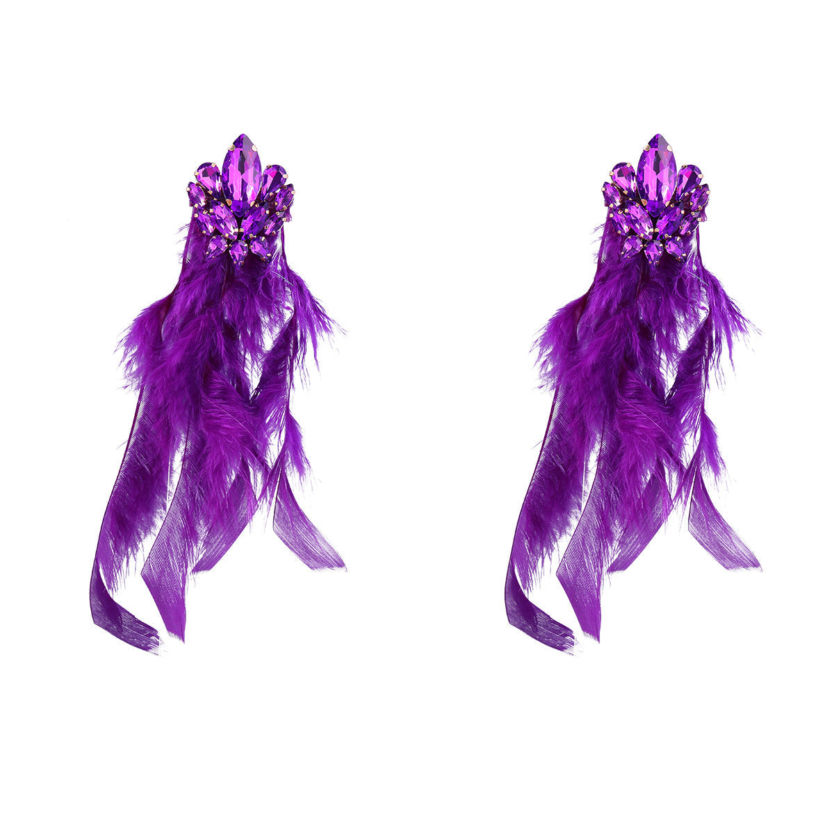 Rhinestone Feather Earrings