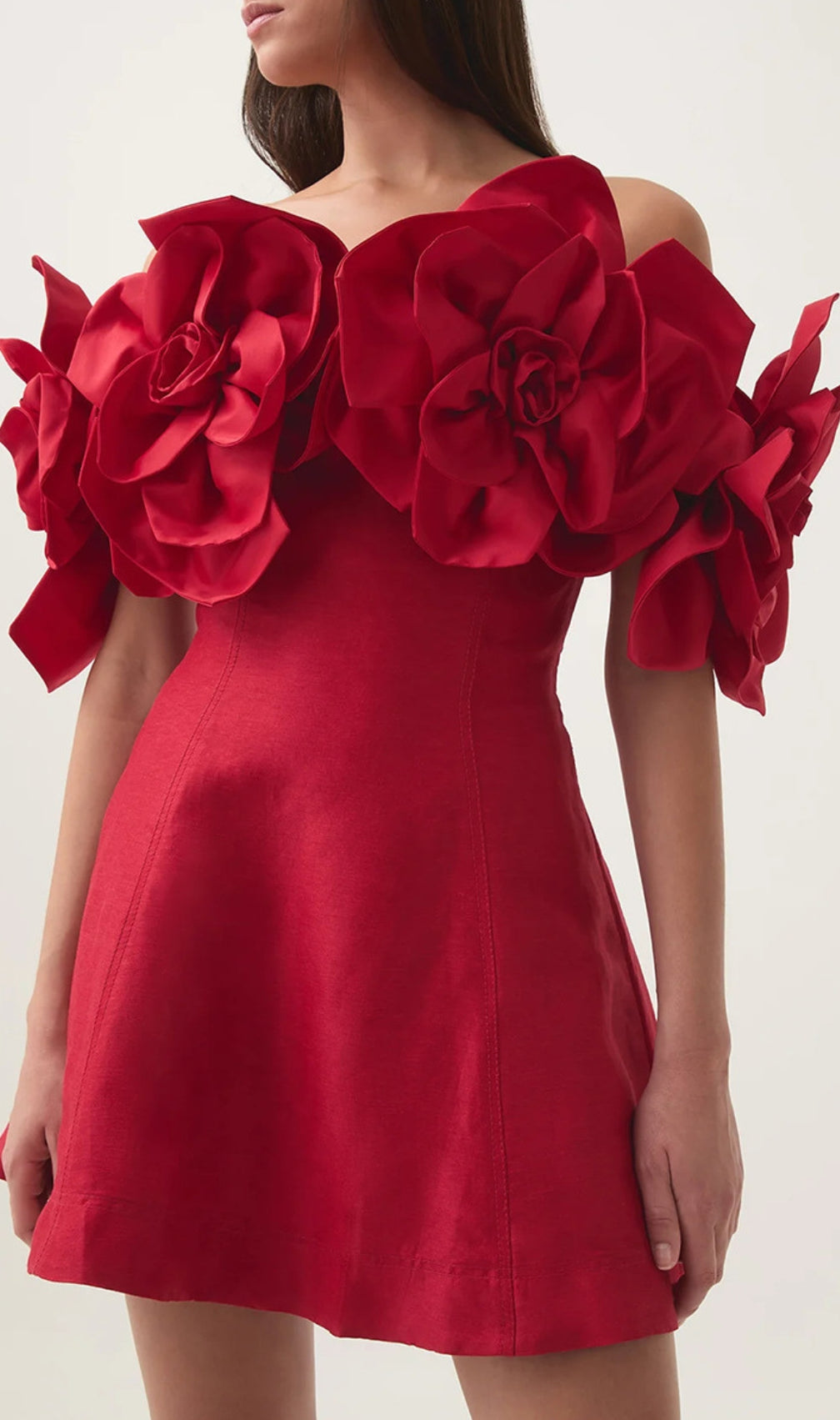 Chabela Flower Off-Shoulder Mini Dress