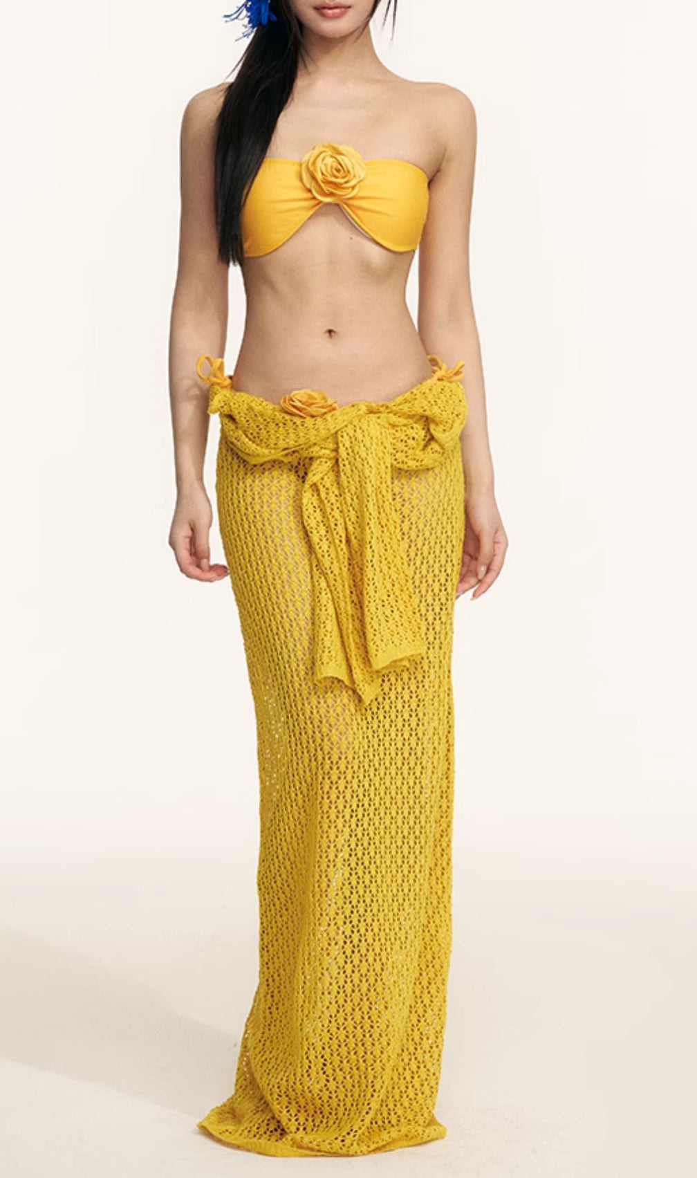 Dillan Yellow Flower Three-Piece Swimsuit