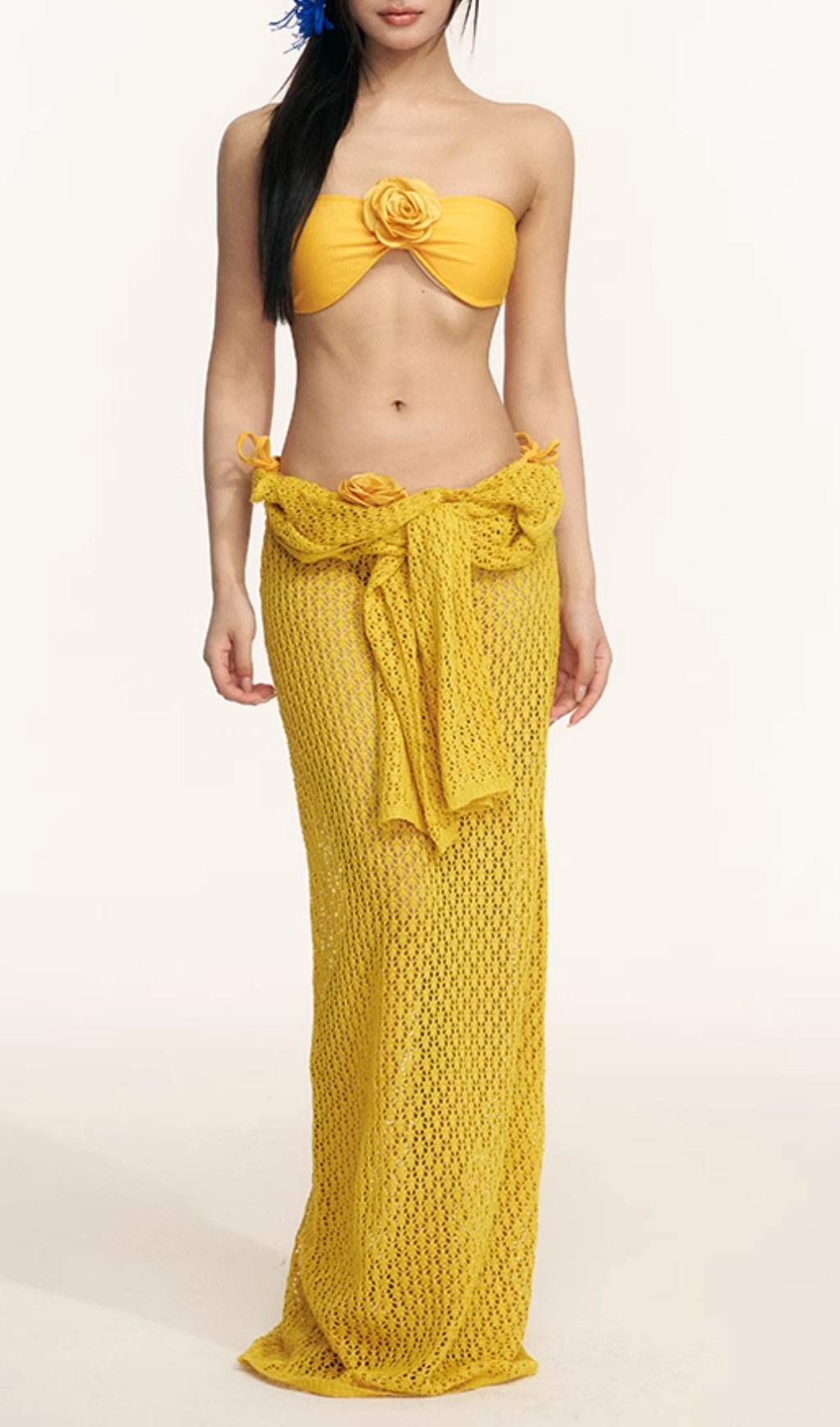 Dillan Yellow Flower Three-Piece Swimsuit