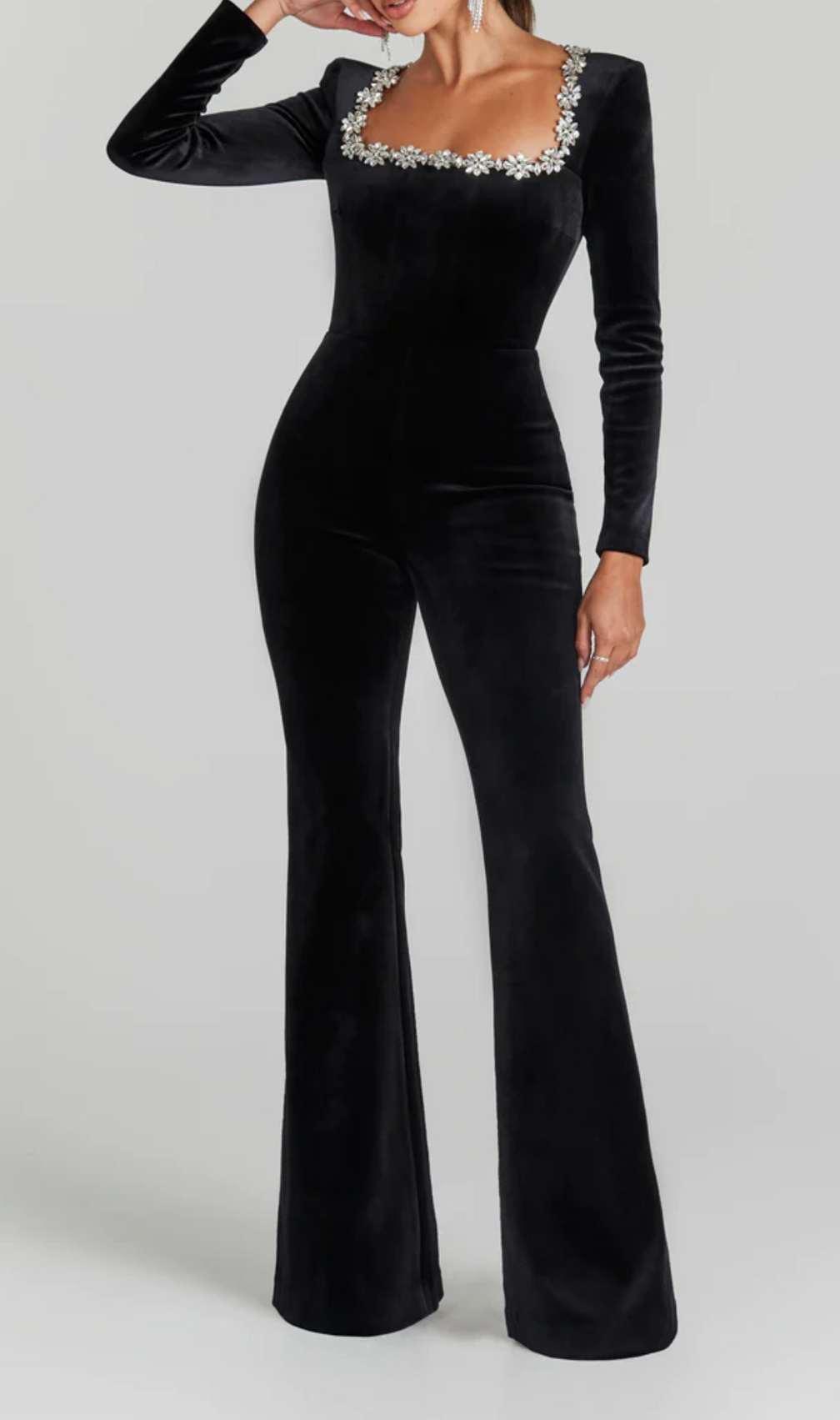 Azize Crystal Neckline Jumpsuit