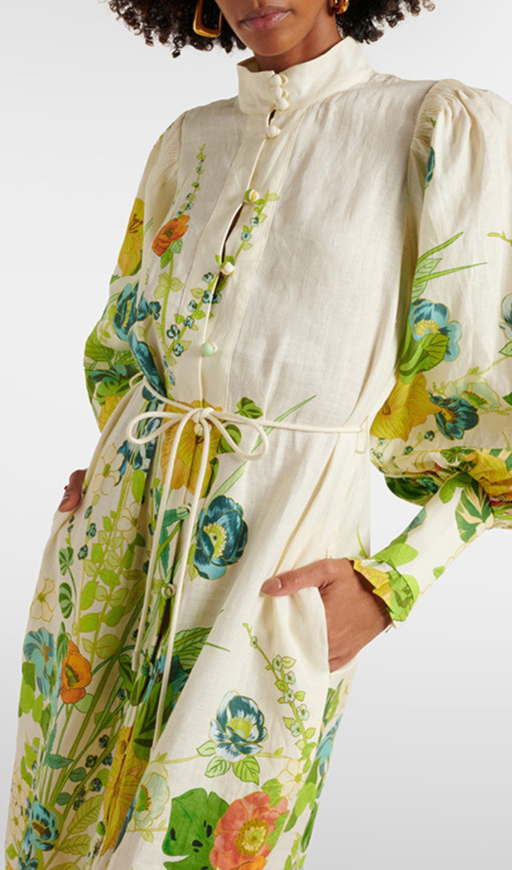 Baha Floral Printed Puff Sleeve Maxi Dress