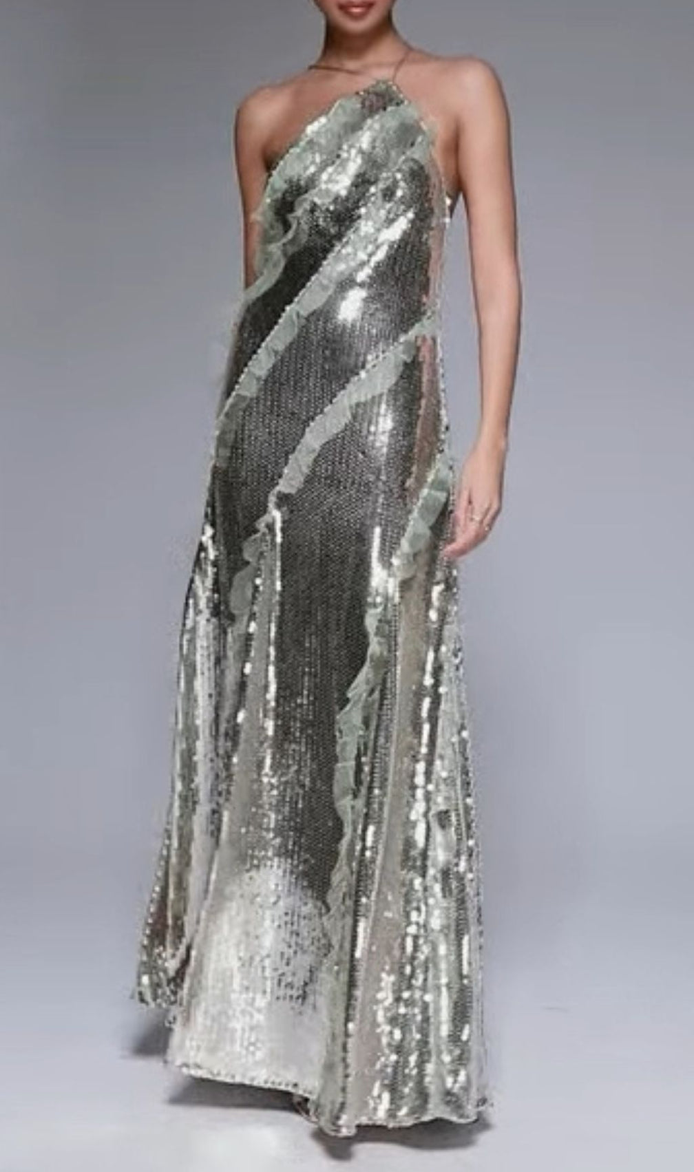 Gust Halter Sequin Backless Maxi Dress