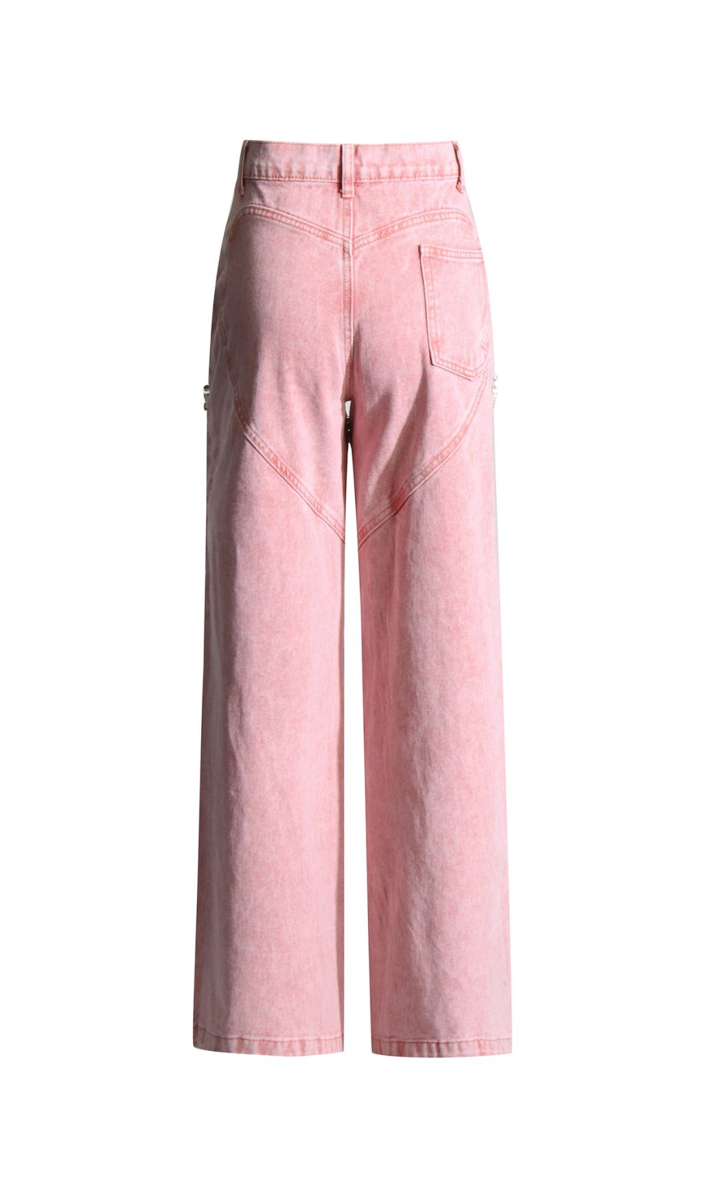 Itala Pink Acid Wash Diamante Cut-Out Wide Leg Jeans