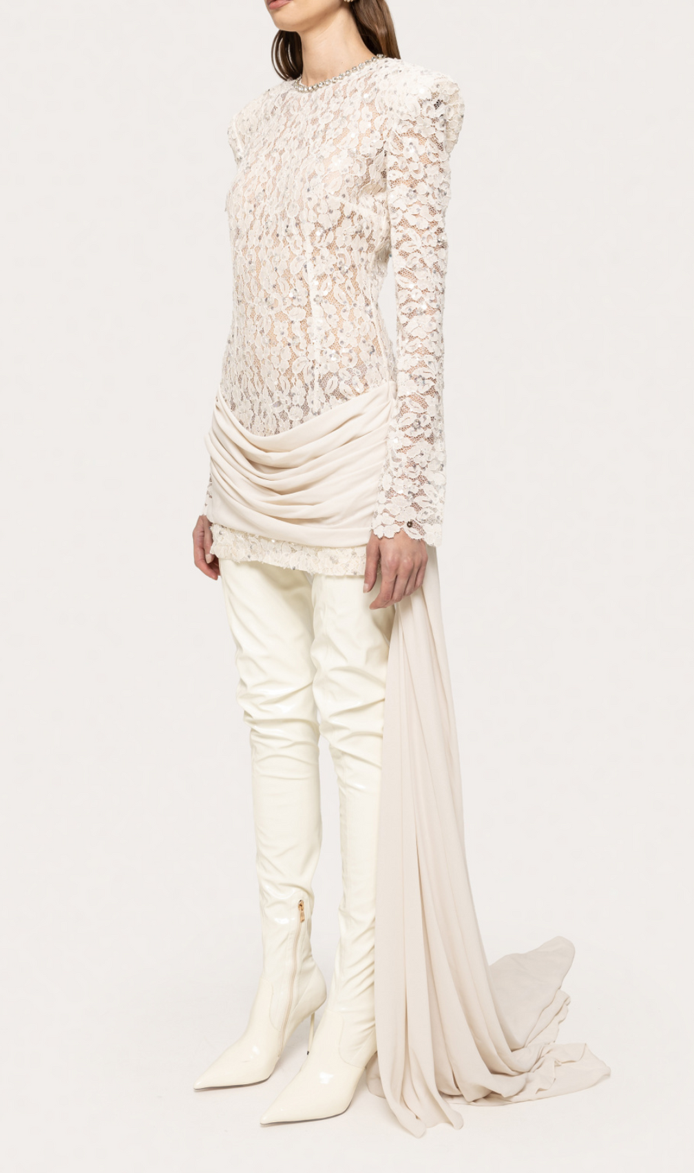 Gunner Lace Sequin Long Sleeve Mini Dress