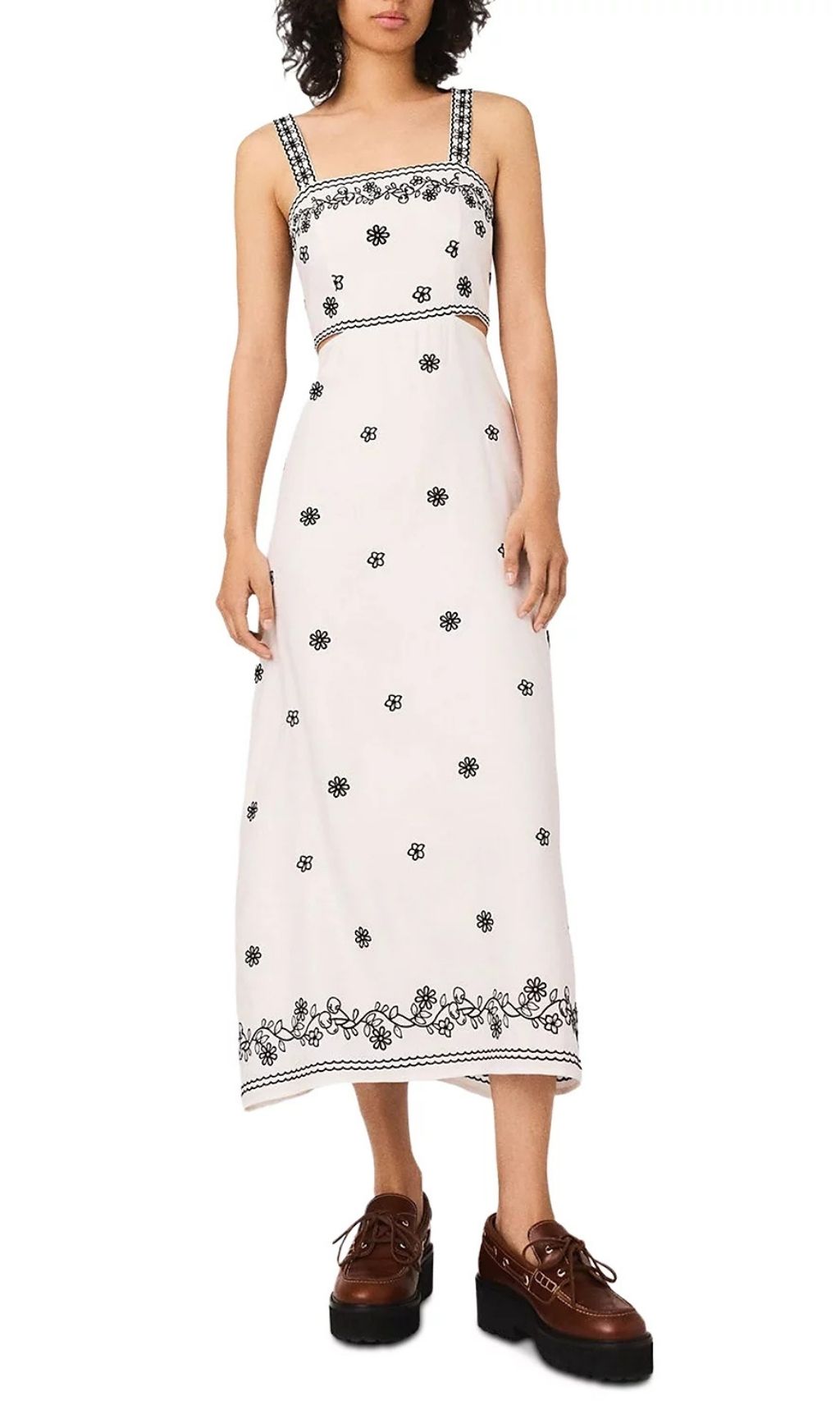 Effortless Chic Floral Embroidered Cutout Midi Dress
