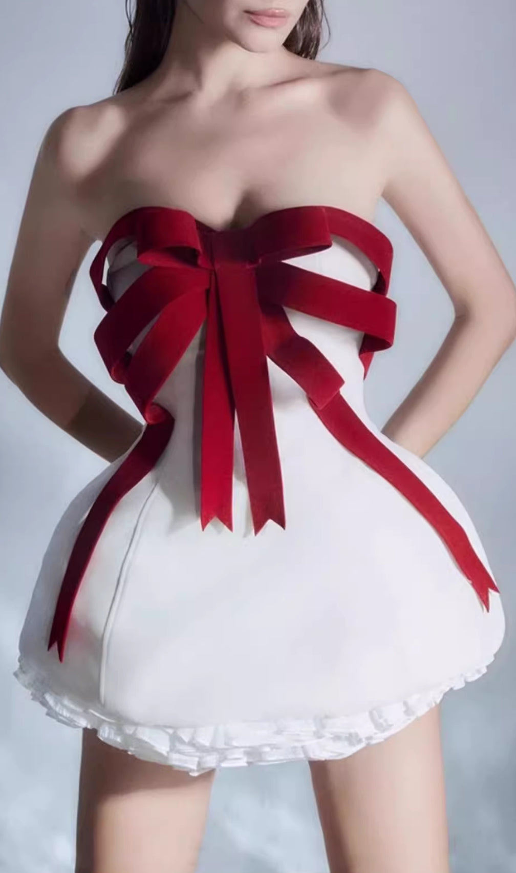 Elisabeth Strapless Bow Mini Dress