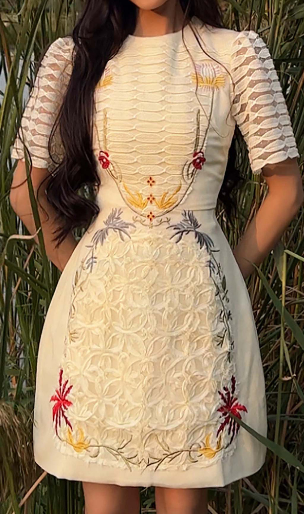 A-Line Smocked Mini Dresses In White