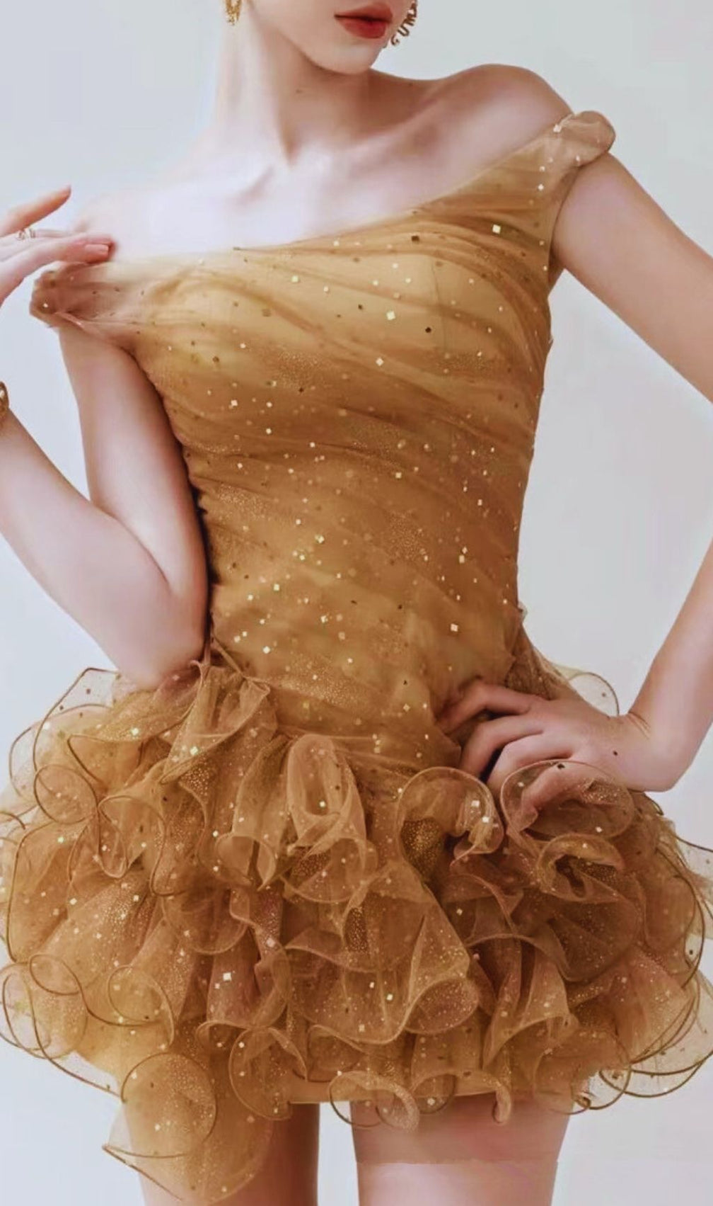 Ismene Mesh Pleated Mini Dress