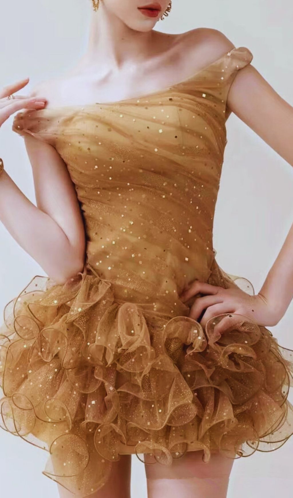 Ismene Mesh Pleated Mini Dress