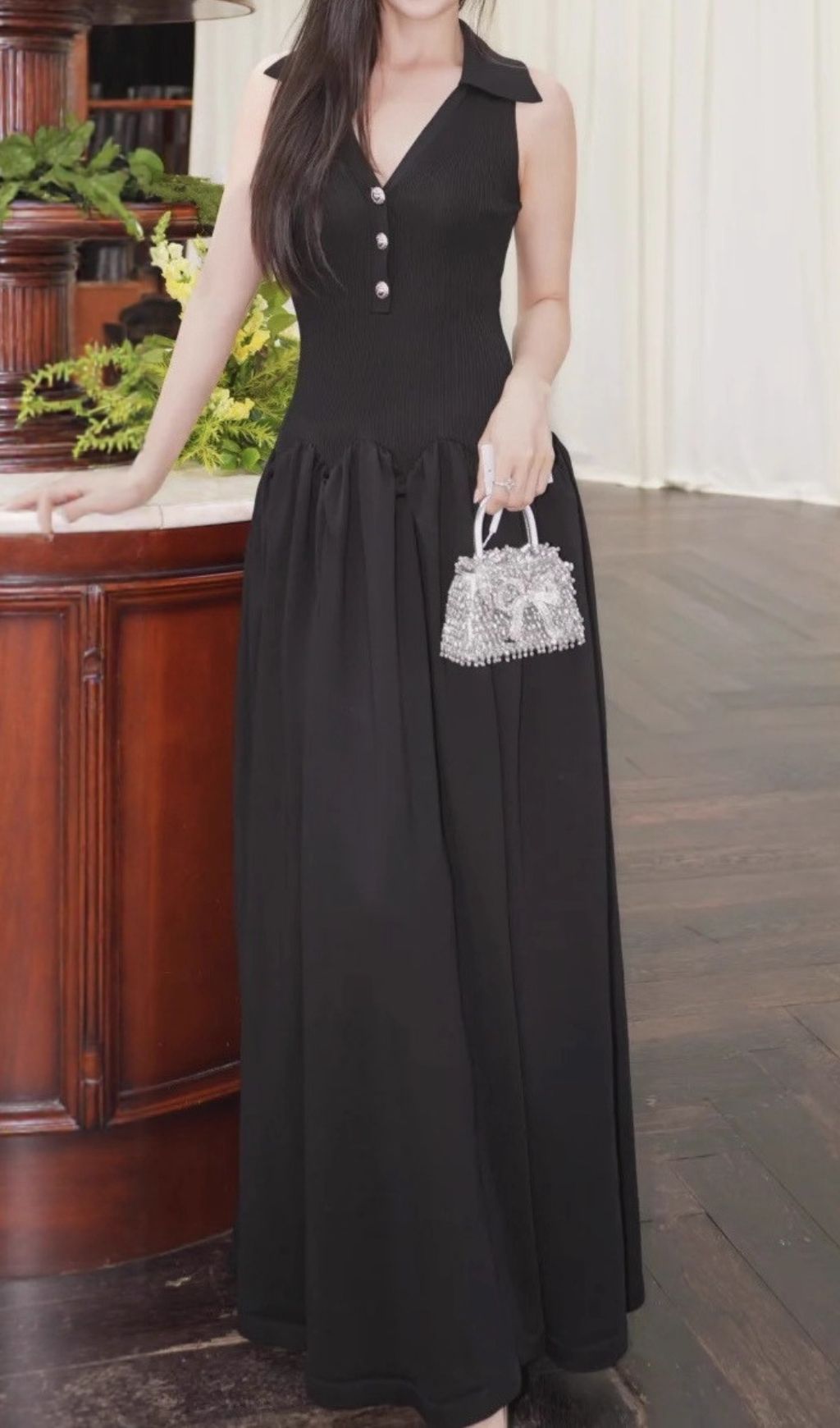 Haven Effortless Chic Black Sleeveless Knit Maxi Dress for Women