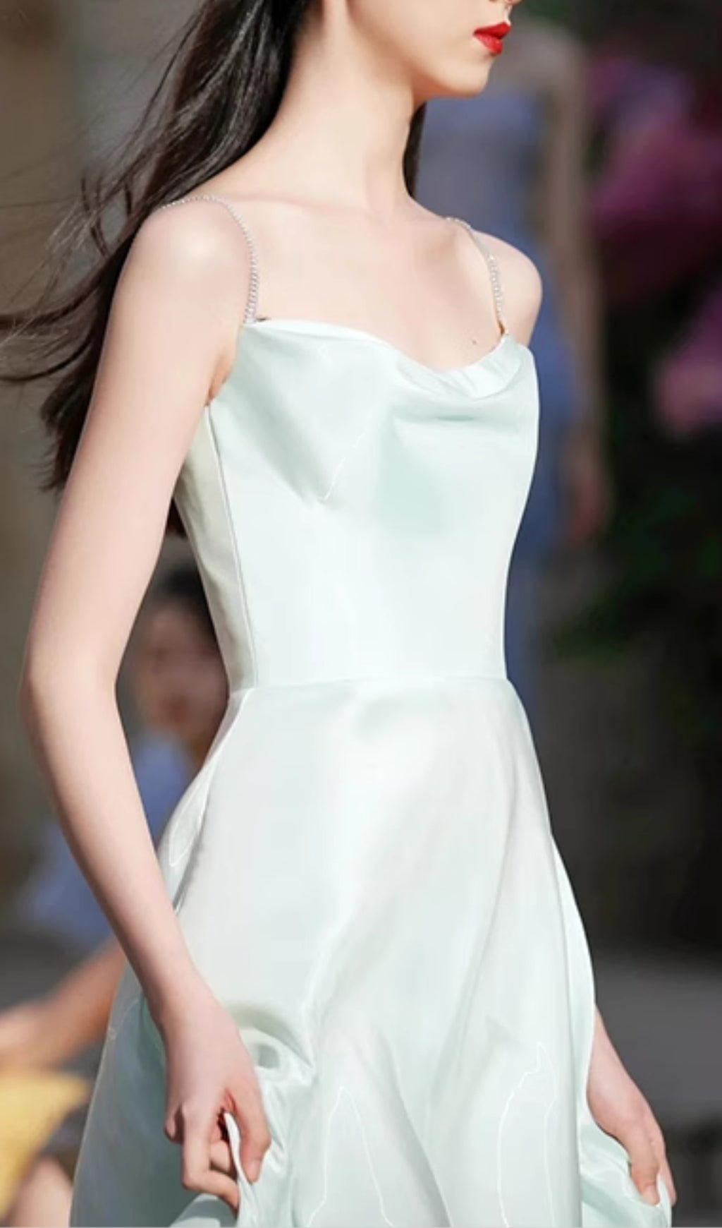 Coleka Aqua Strappy Satin Maxi Dress