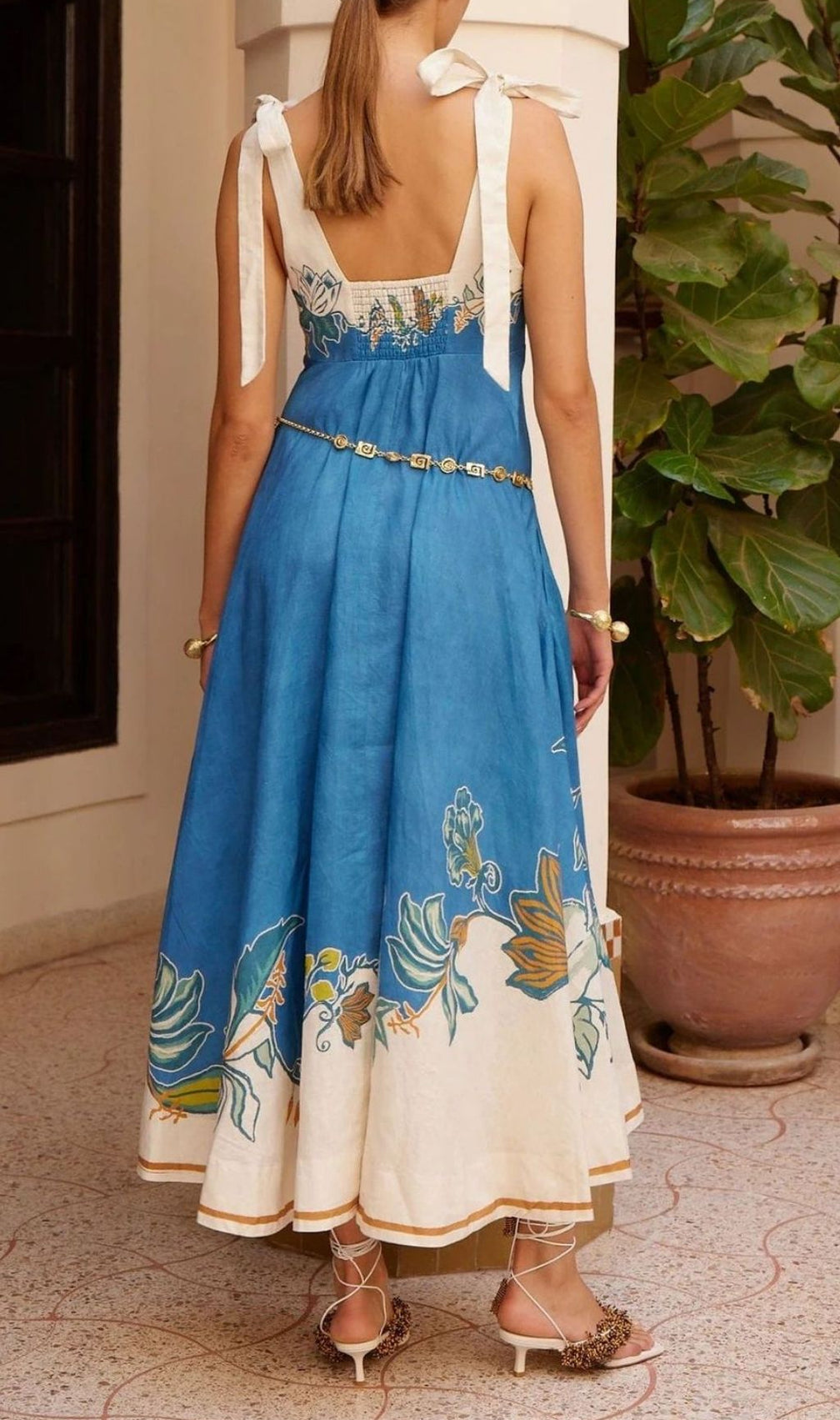 Konner Blue Printed Maxi Dress