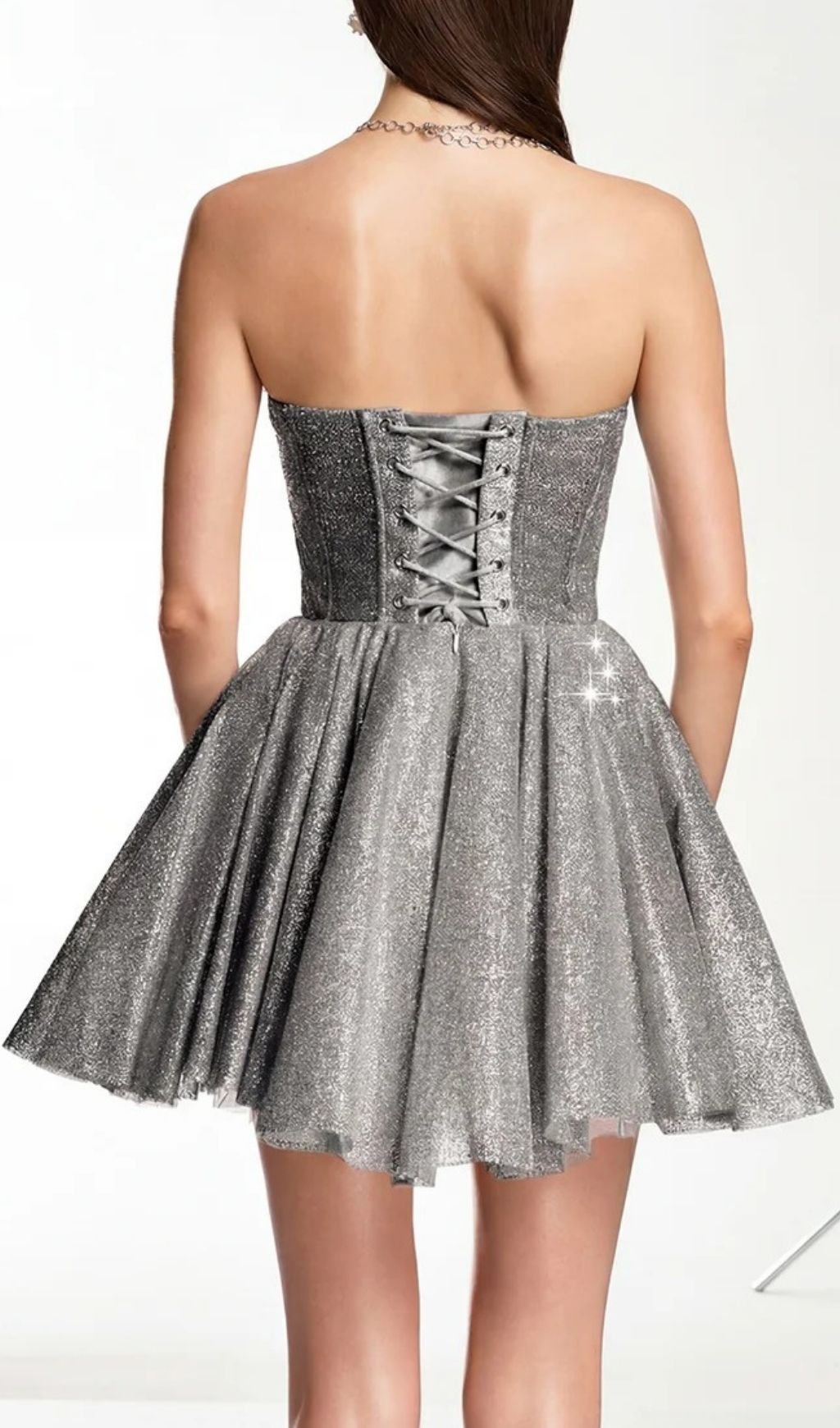 Darda Grey Glitter Strapless Corset Mini Dress - Your Ultimate Party Sparkle